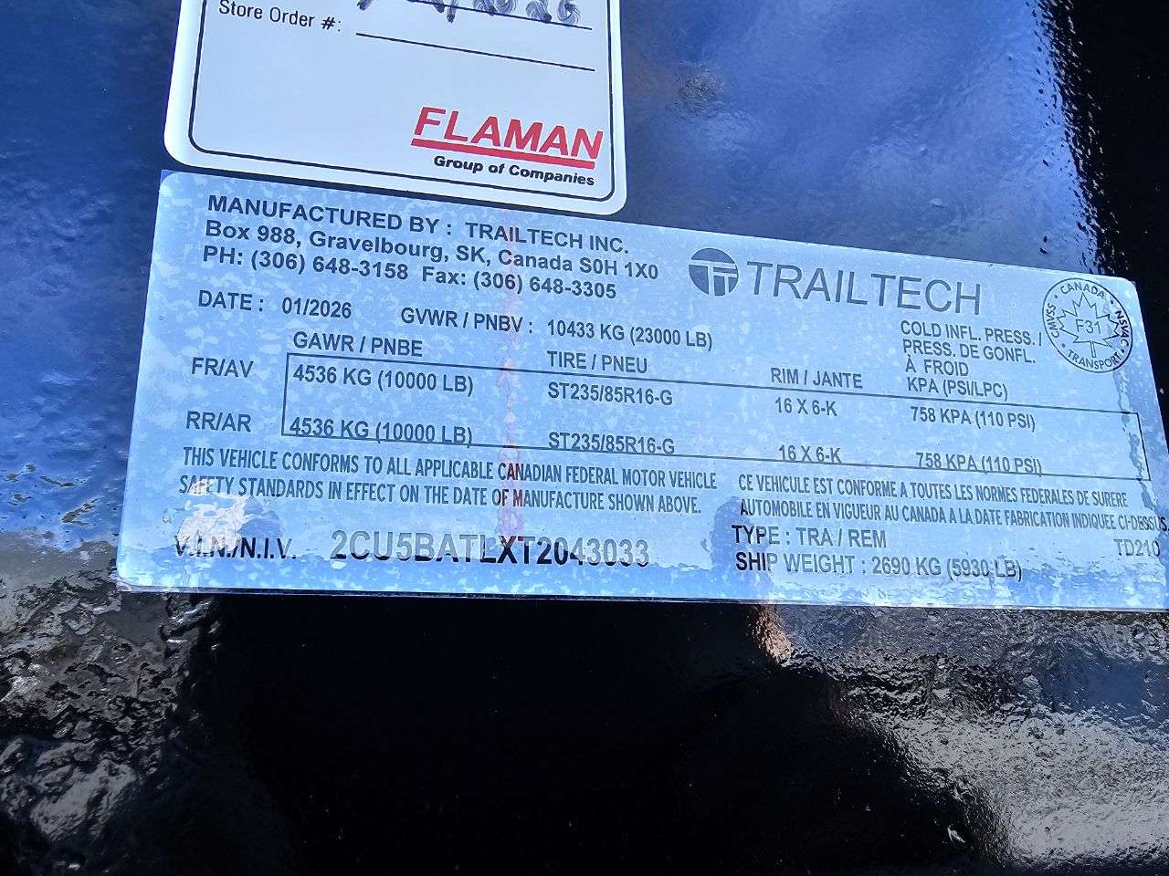 2026 Trailtech TD210 8'6" x 31' GN BT Flat Deck Trailer