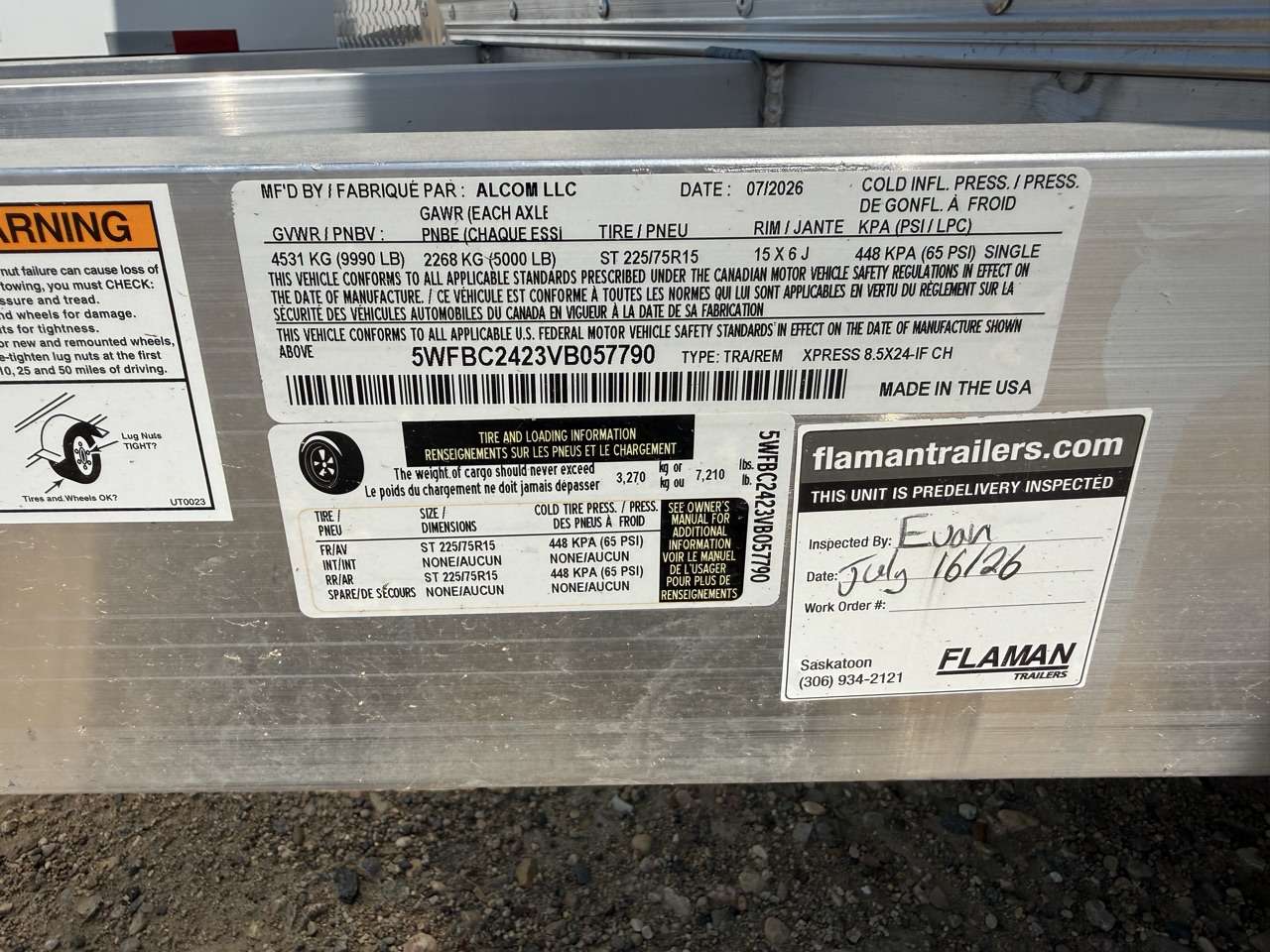 2027 ALCOM 8'6" x 24' Flat Front Car Hauler Trailer