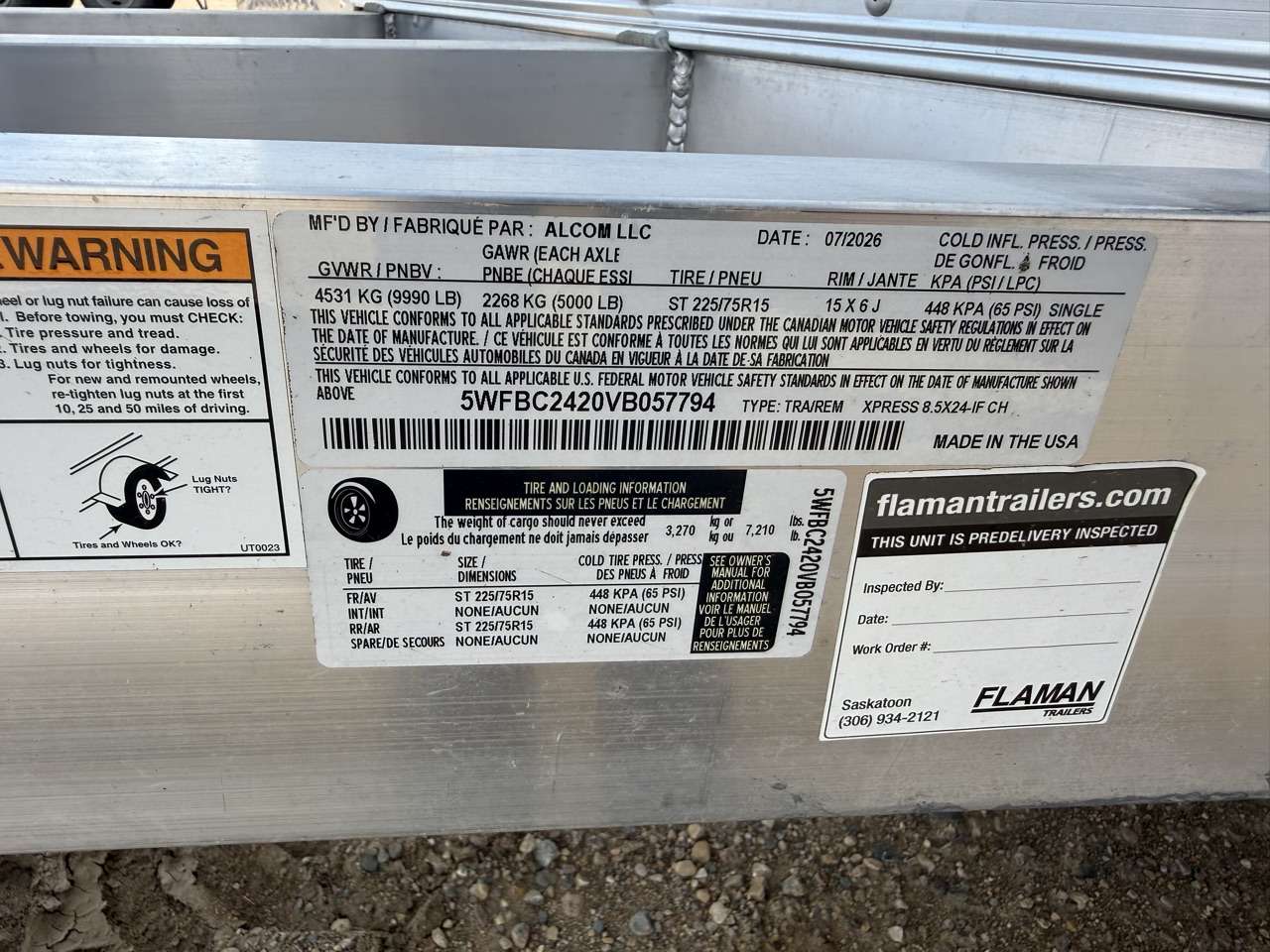 2027 ALCOM 8'6" x 24' Flat Front Car Hauler Trailer