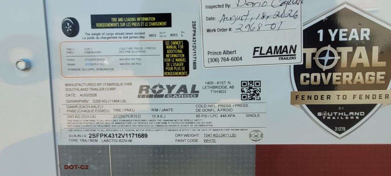 2027 Royal LARC 8'6" x 20' + V-Nose Car Hauler Trailer