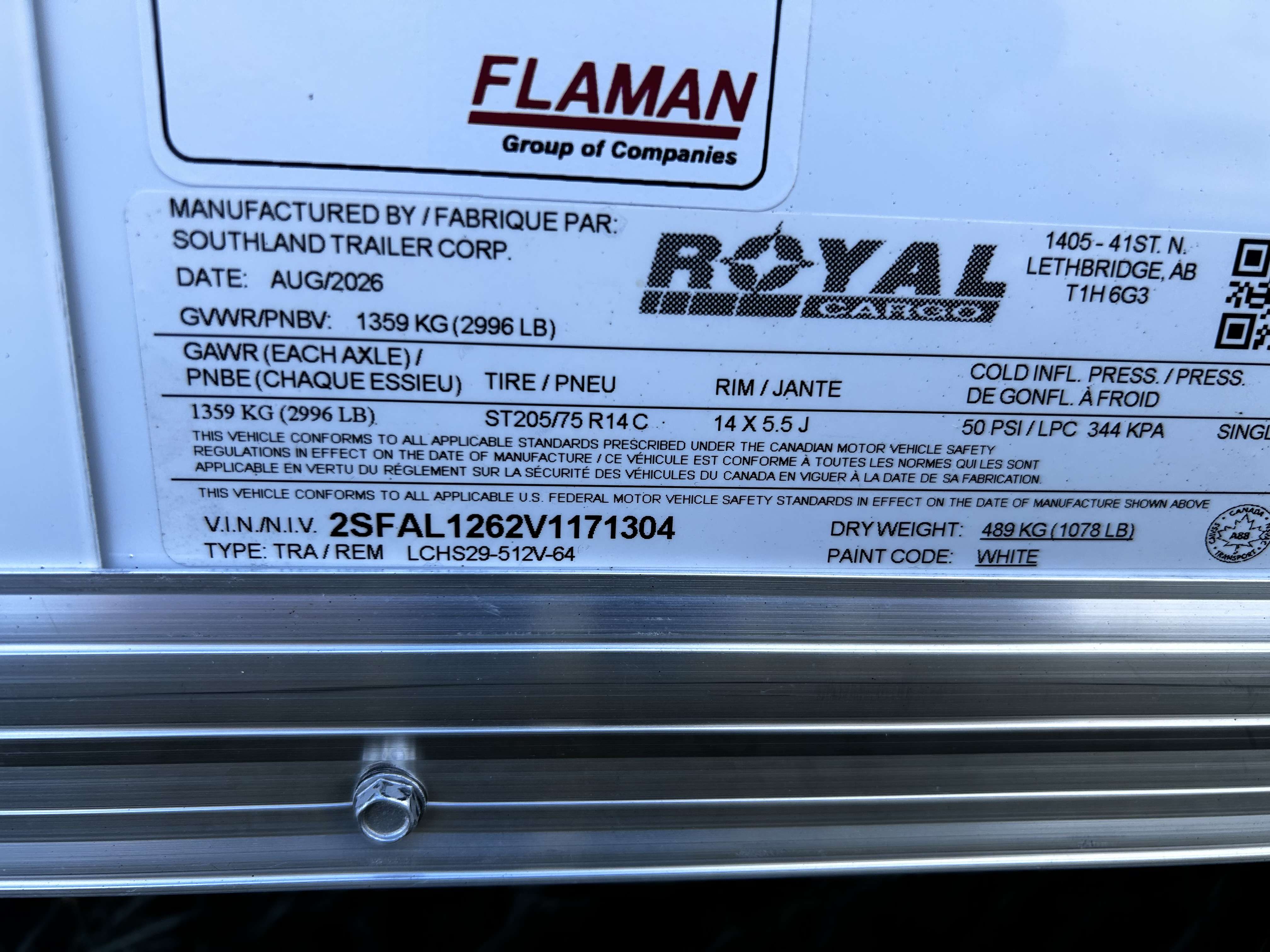 2027 Royal LCH 5' x 10' + V-Nose Cargo Trailer