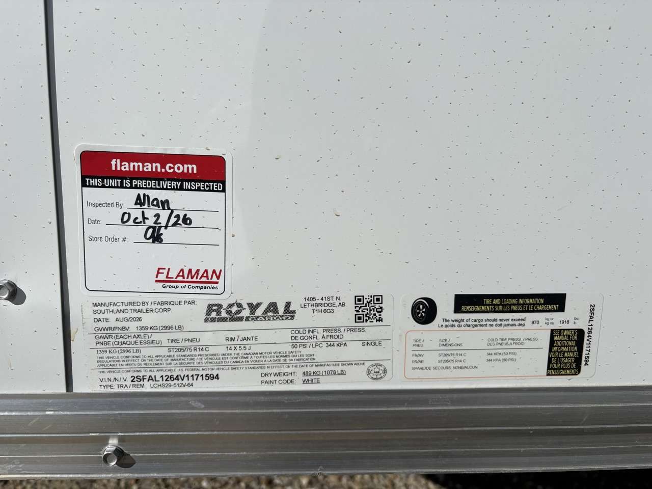 2027 Royal LCH 5' x 10' + V-Nose Cargo Trailer