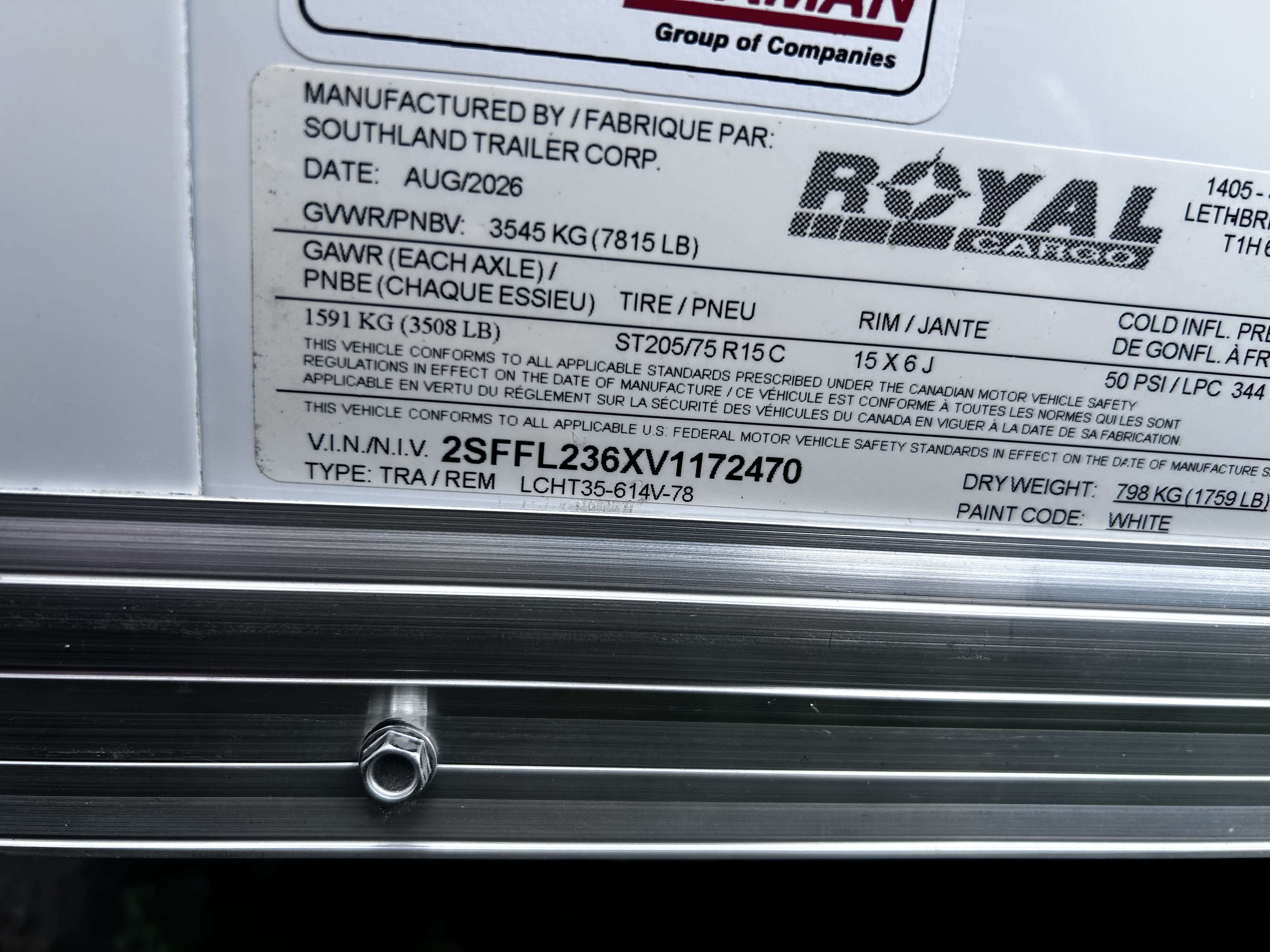 2027 Royal LCH 6' x 12' + V-Nose Cargo Trailer