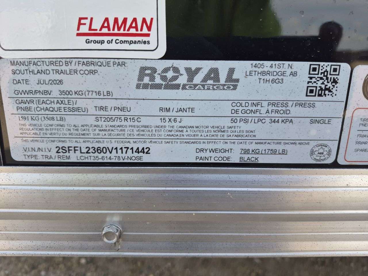 2027 Royal LCH 6' x 12' + V-Nose Cargo Trailer
