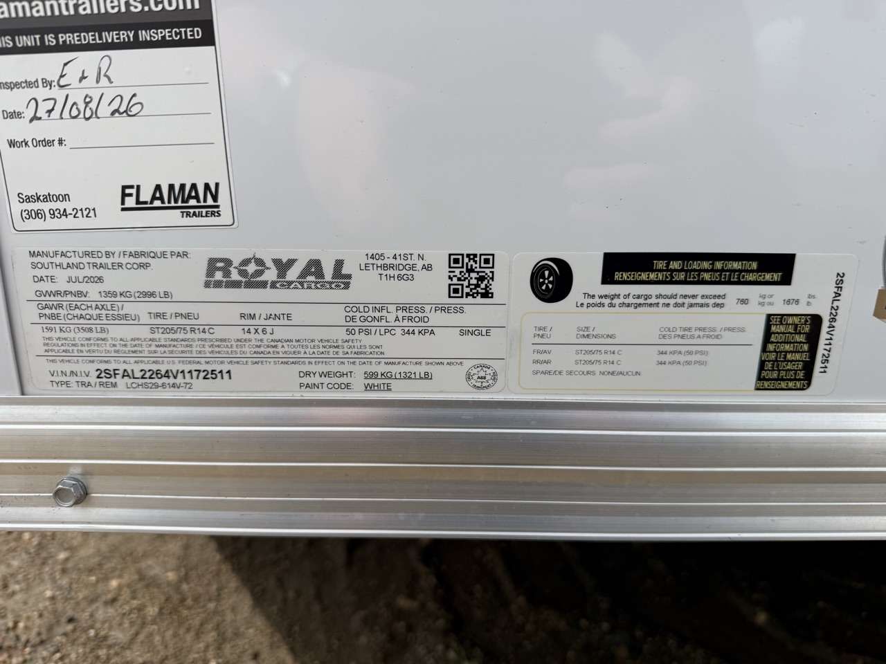 2027 Royal LCH 6' x 12' + V-Nose Cargo Trailer