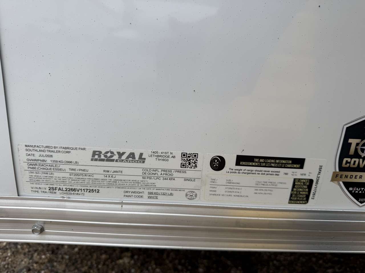 2027 Royal LCH 6' x 12' + V-Nose Cargo Trailer