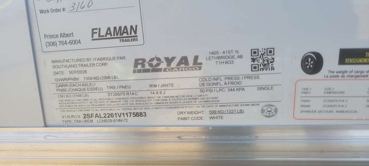 2027 Royal LCH 6' x 12' + V-Nose Cargo Trailer