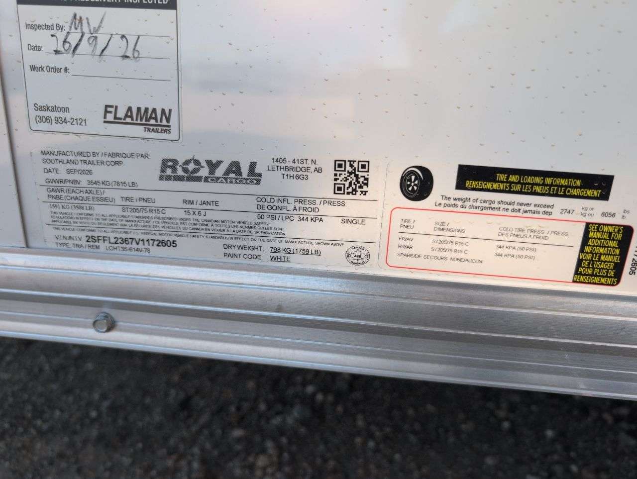 2027 Royal LCH 6' x 12' + V-Nose Cargo Trailer