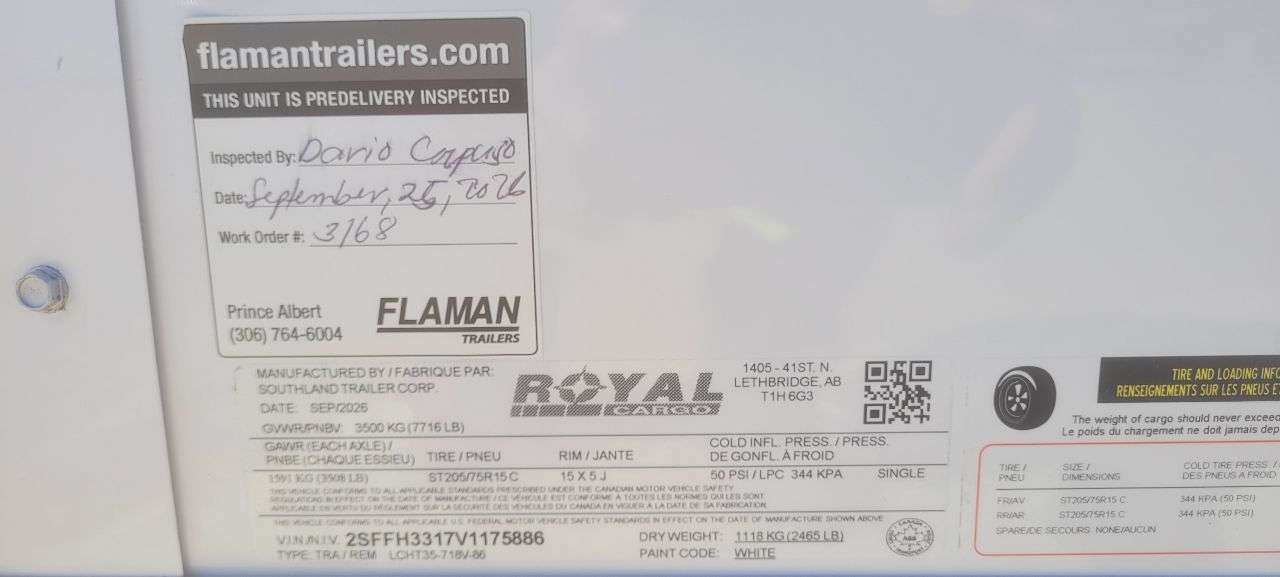 2027 Royal LCH 6' x 12' + V-Nose Cargo Trailer