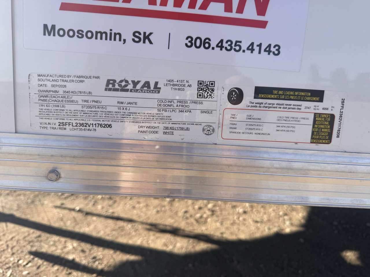 2027 Royal LCH 6' x 12' + V-Nose Cargo Trailer
