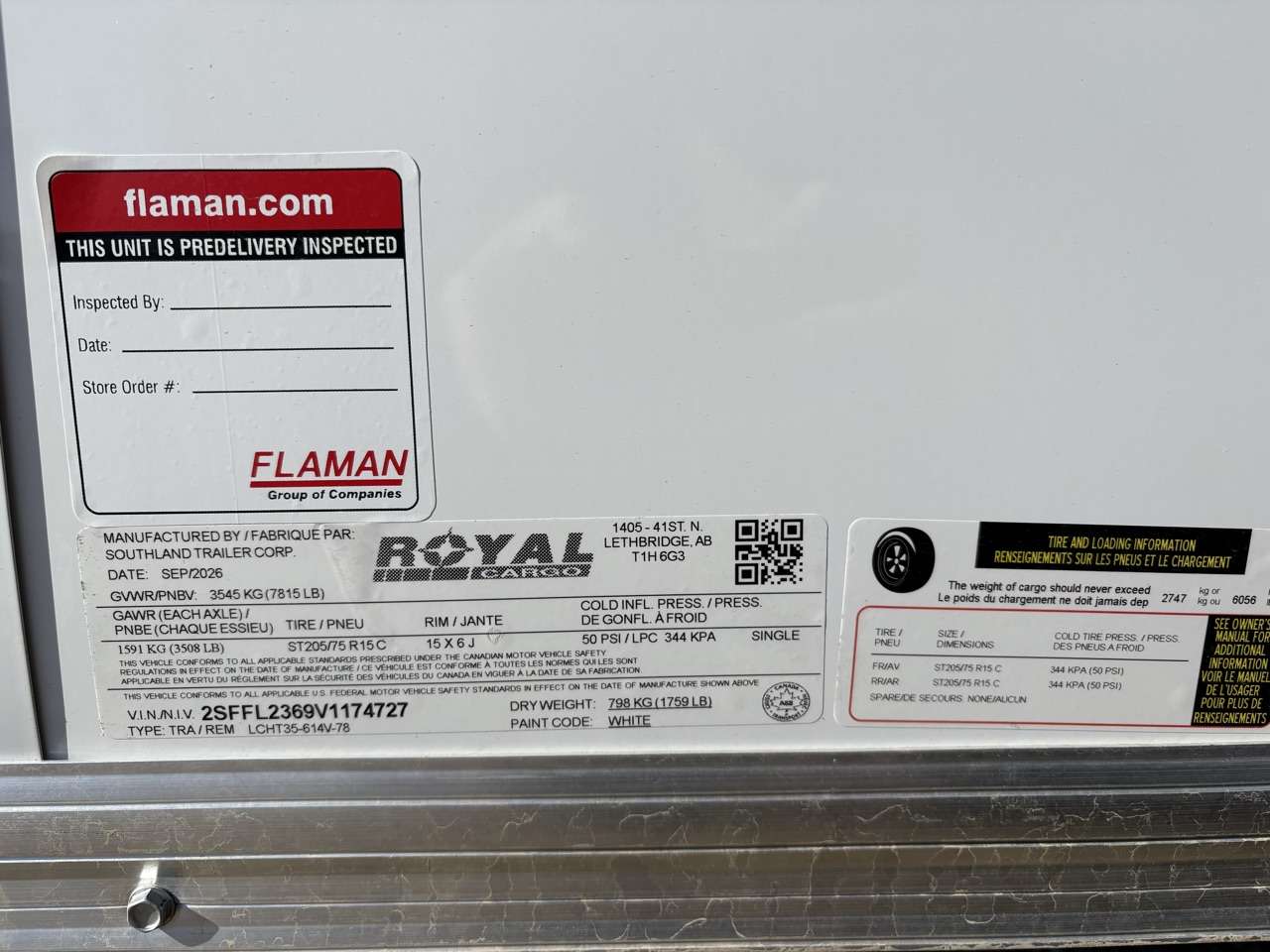 2027 Royal LCH 6' x 12' + V-Nose Cargo Trailer
