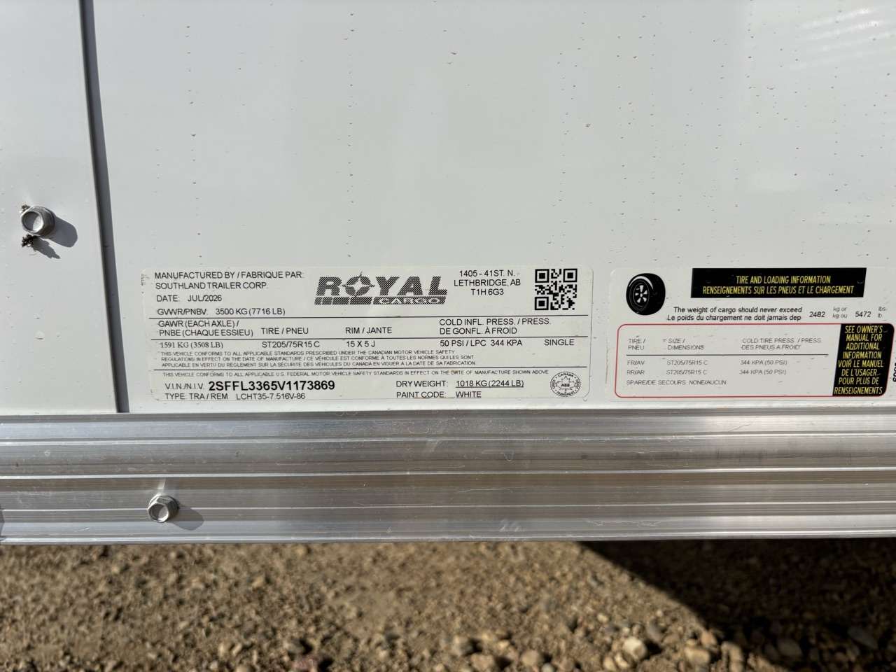 2027 Royal LCH 7'6" x 14' + V-Nose Cargo Trailer