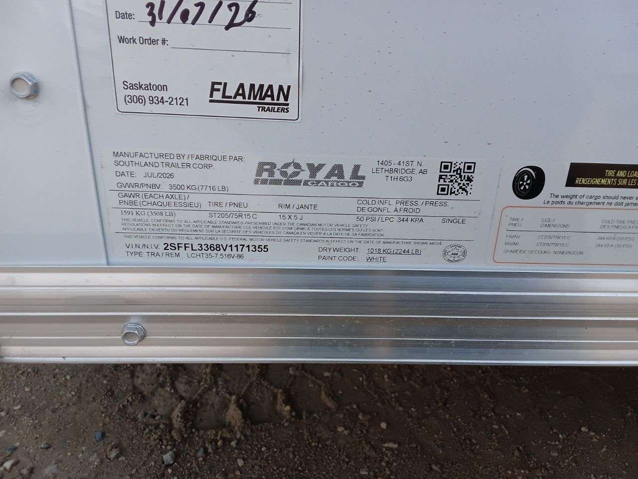 2027 Royal LCH 7'6" x 14' + V-Nose Cargo Trailer