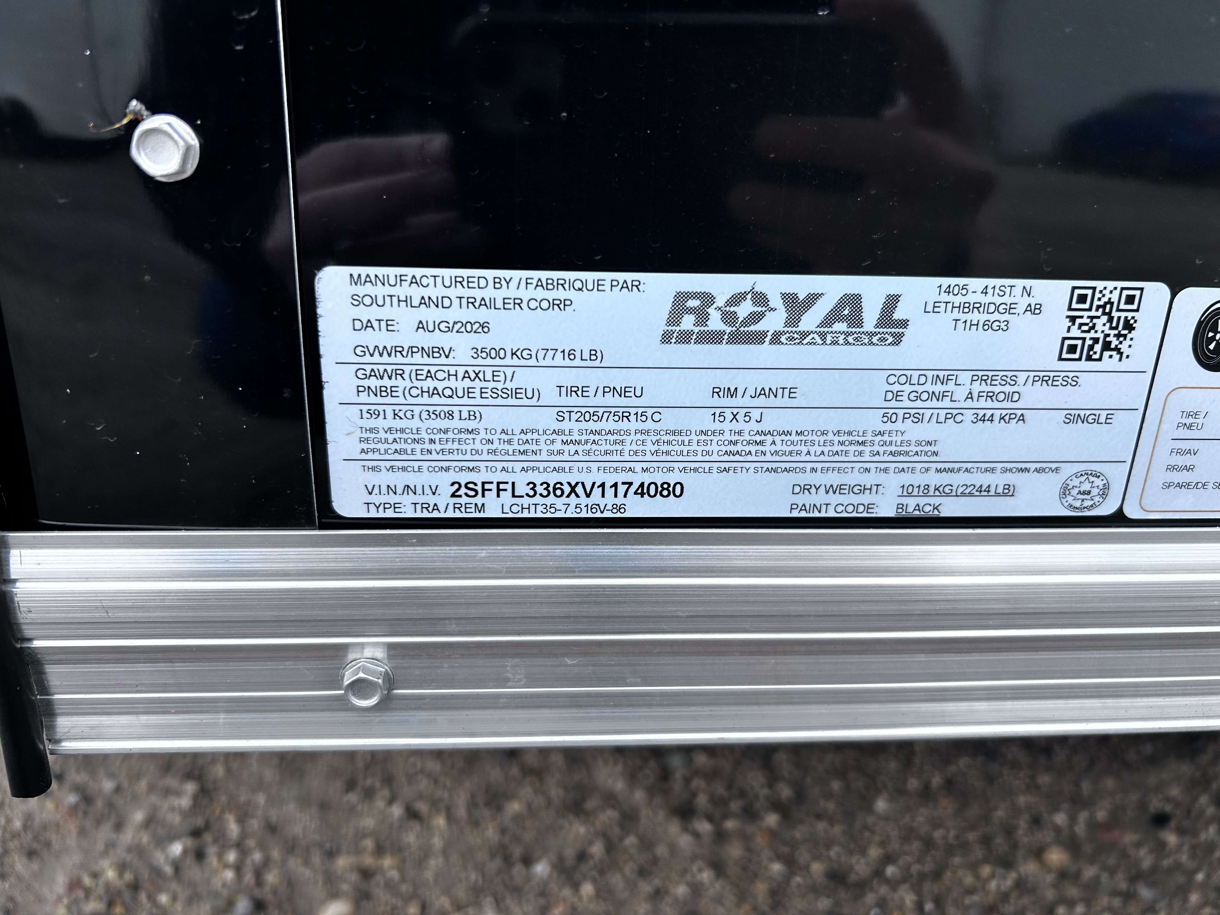 2027 Royal LCH 7'6" x 14' + V-Nose Cargo Trailer