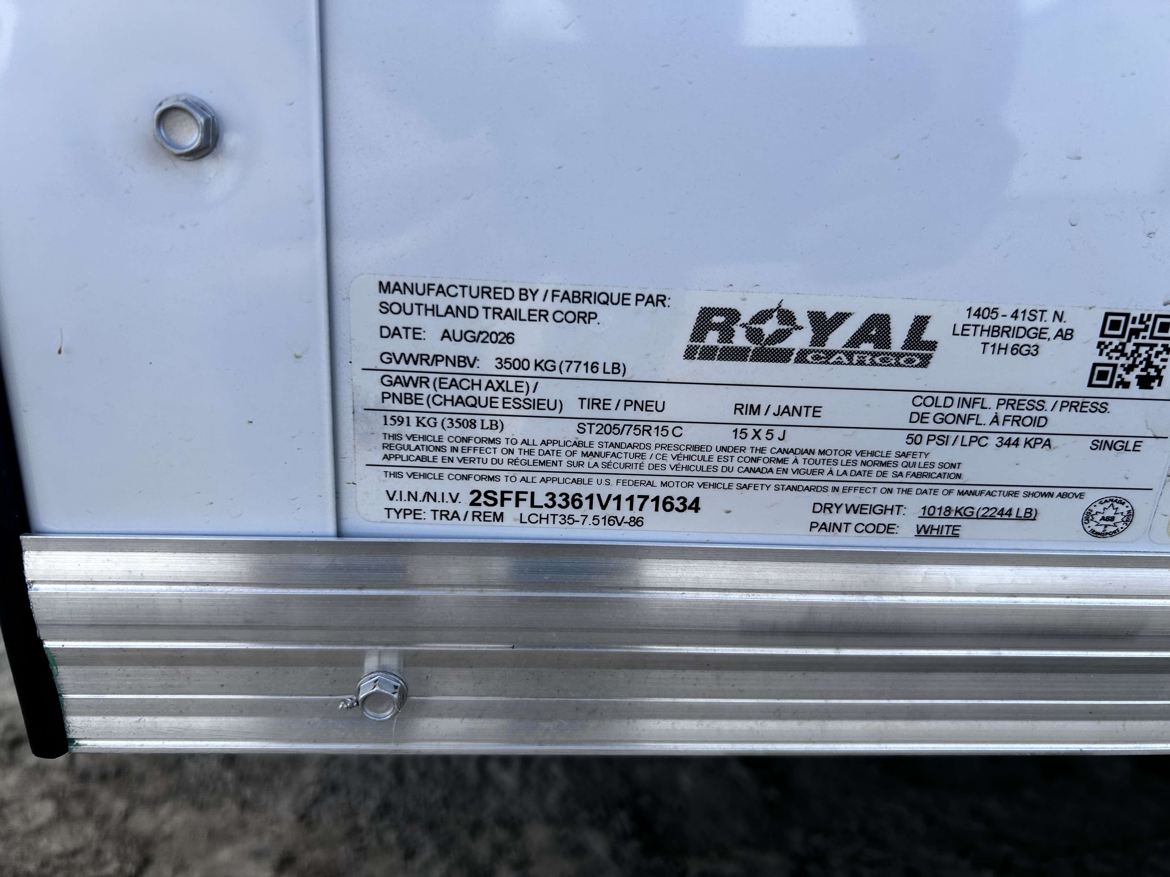 2027 Royal LCH 7'6" x 14' + V-Nose Cargo Trailer