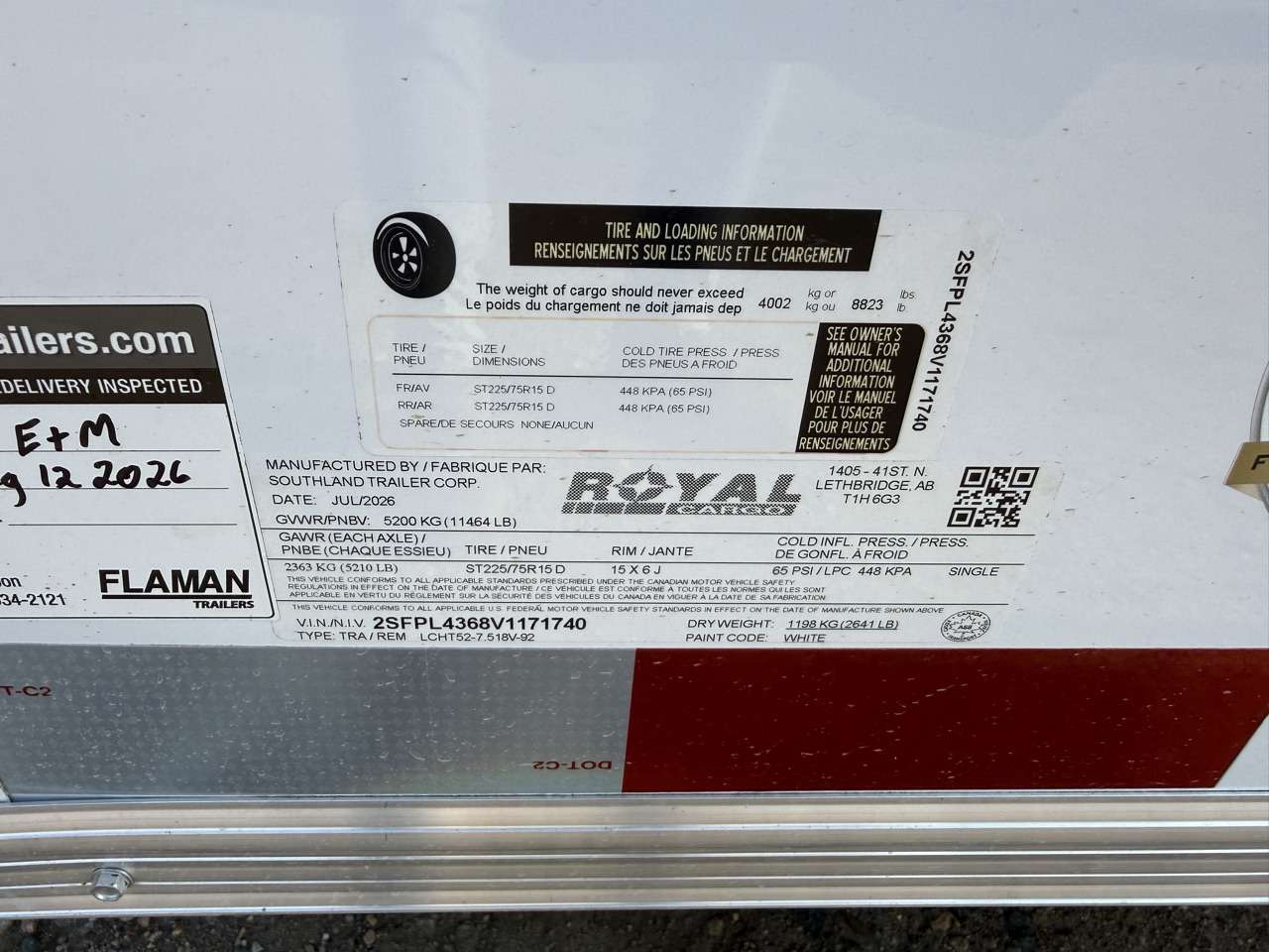 2027 Royal LCH 7'6" x 16' + V-Nose Cargo Trailer
