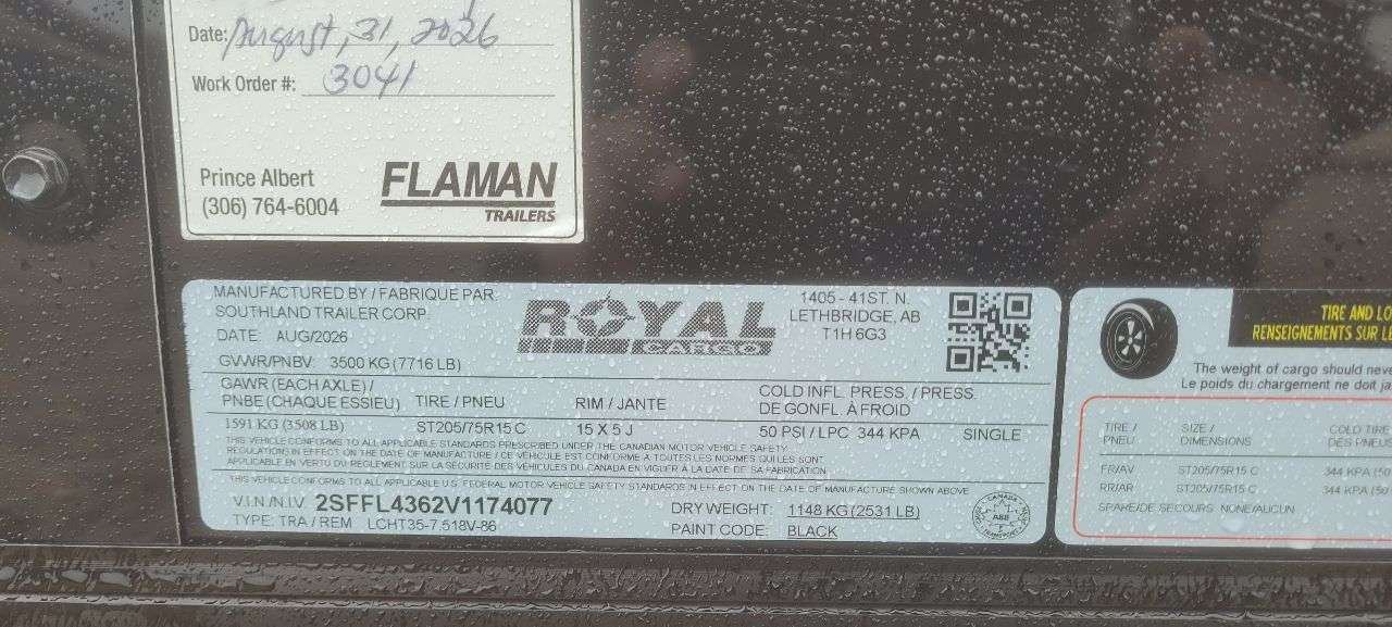 2027 Royal LCH 7'6" x 16' + V-Nose Cargo Trailer