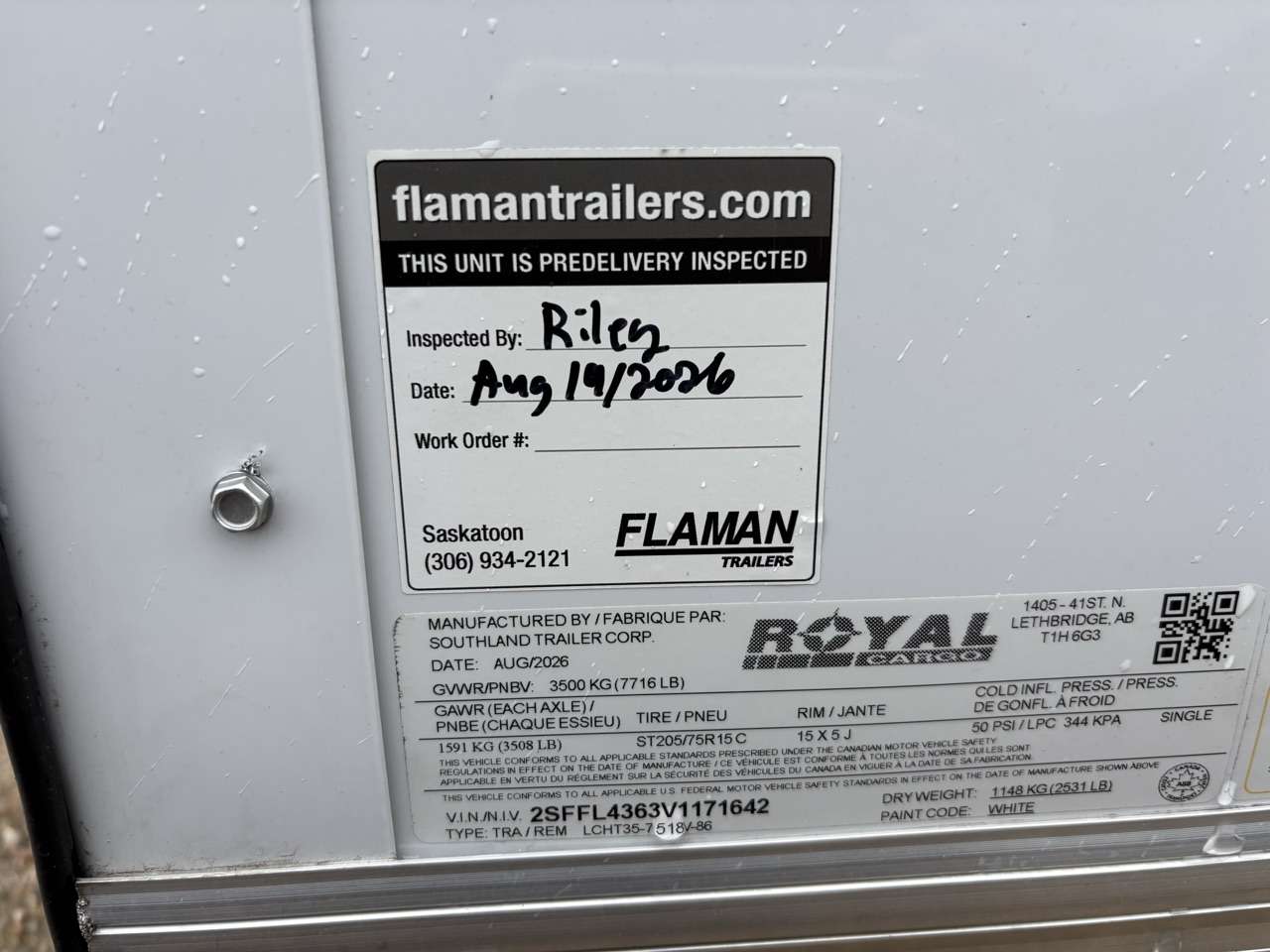 2027 Royal LCH 7'6" x 16' + V-Nose Cargo Trailer