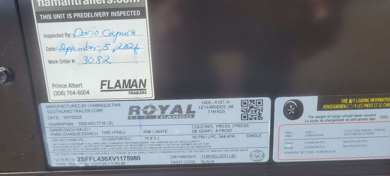 2027 Royal LCH 7'6" x 16' + V-Nose Cargo Trailer