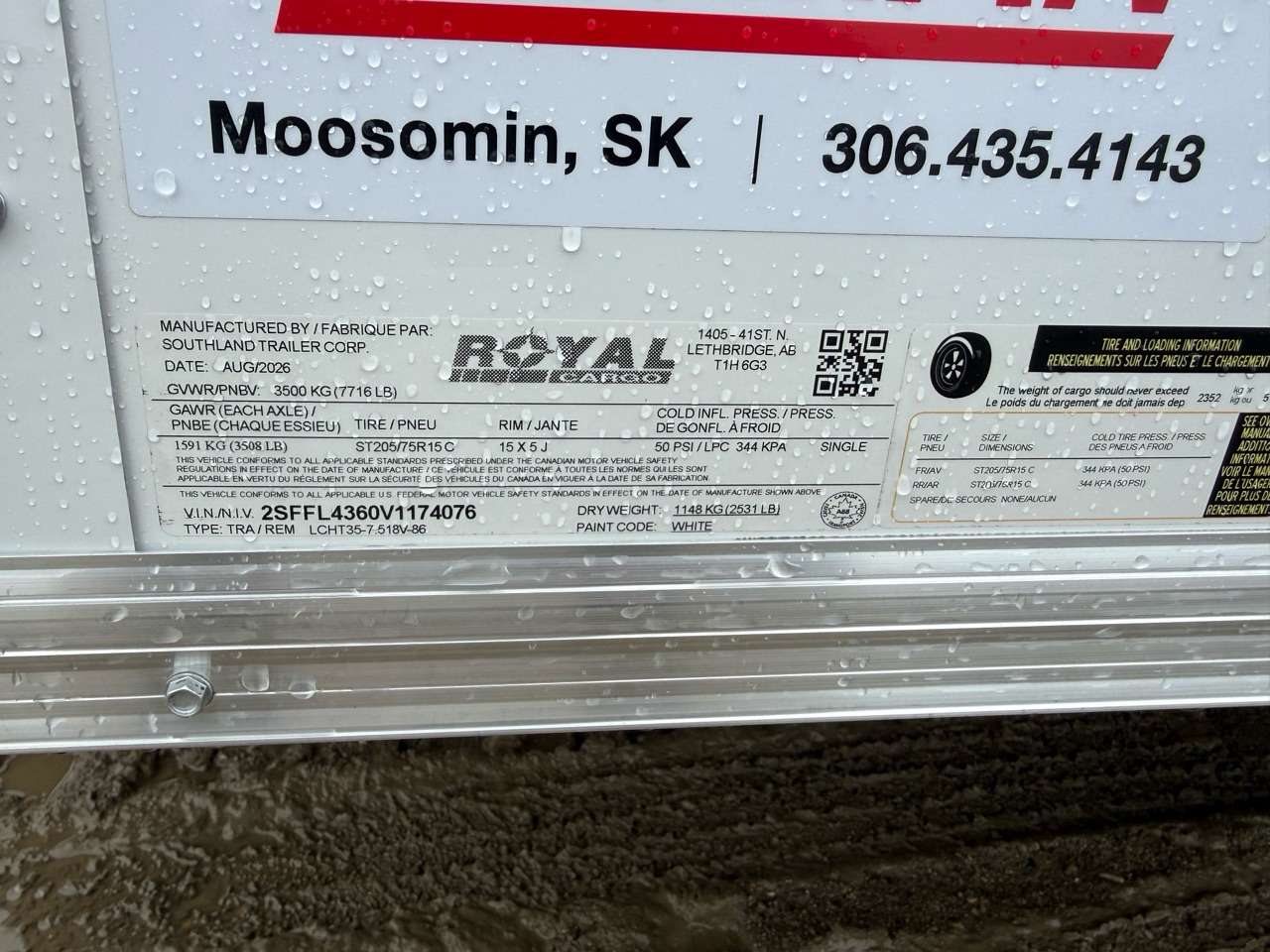 2027 Royal LCH 7'6" x 16' + V-Nose Cargo Trailer