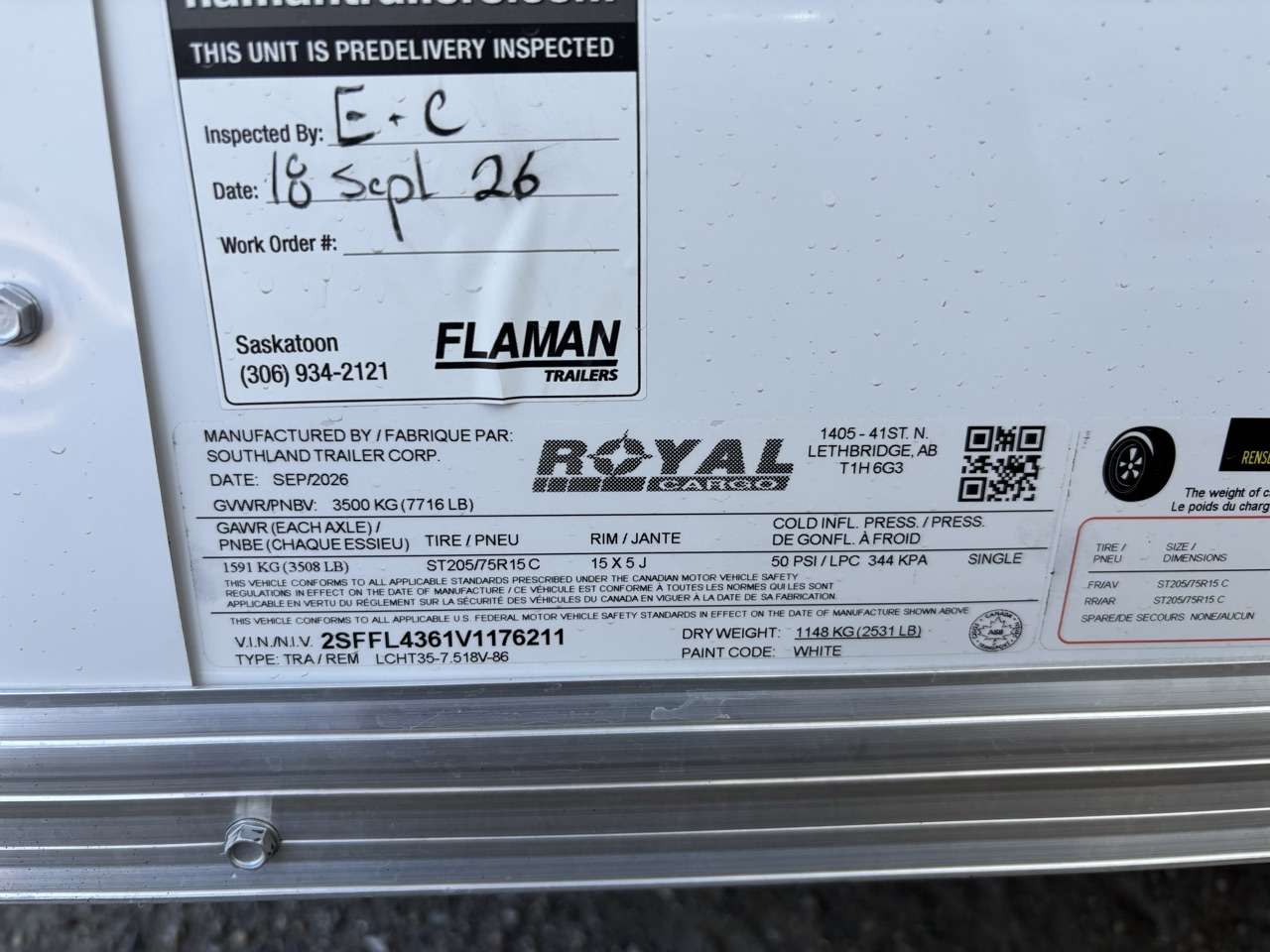 2027 Royal LCH 7'6" x 16' + V-Nose Cargo Trailer