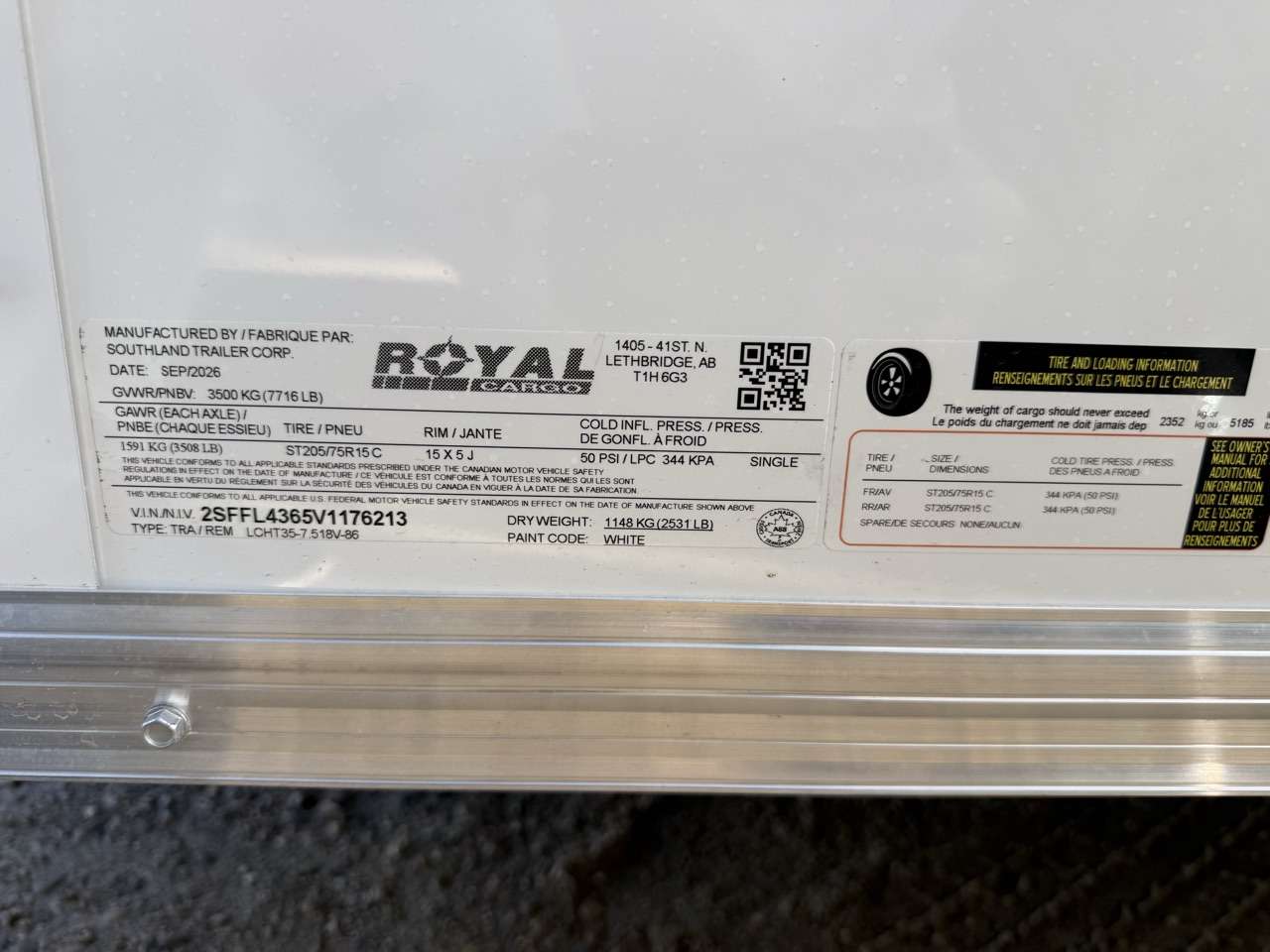 2027 Royal LCH 7'6" x 16' + V-Nose Cargo Trailer