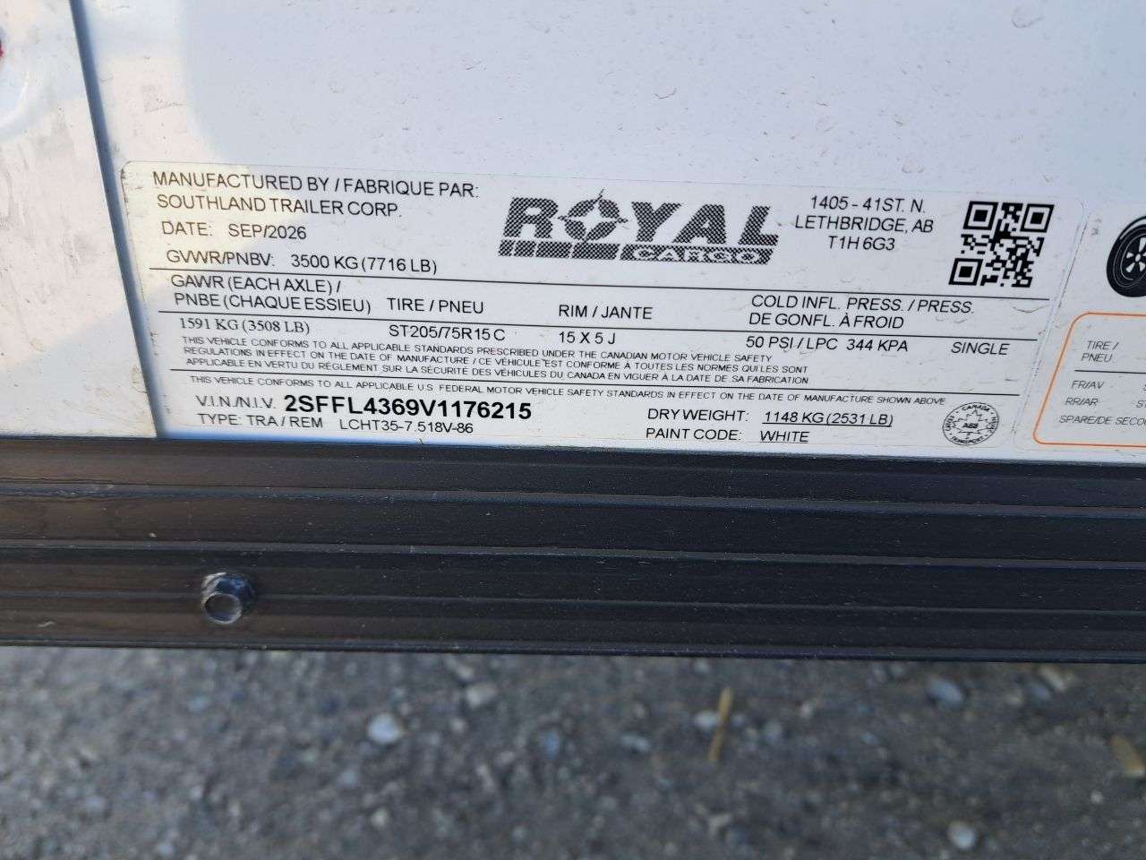 2027 Royal LCH 7'6" x 16' + V-Nose Cargo Trailer