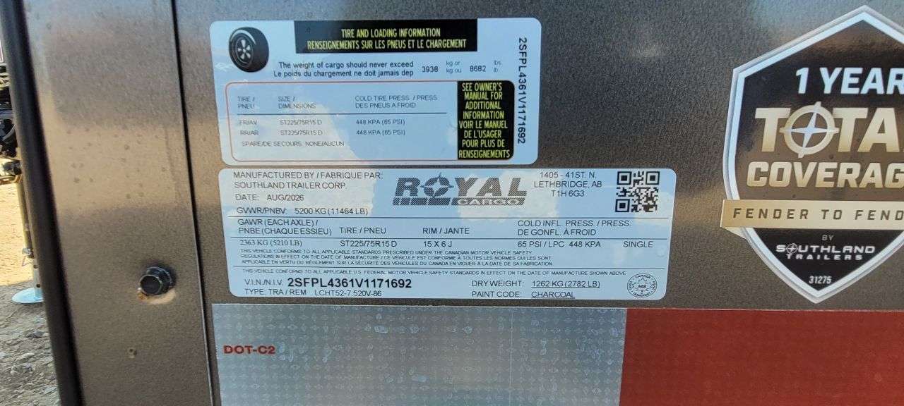 2027 Royal LCH 7'6" x 18' + V-Nose Cargo Trailer