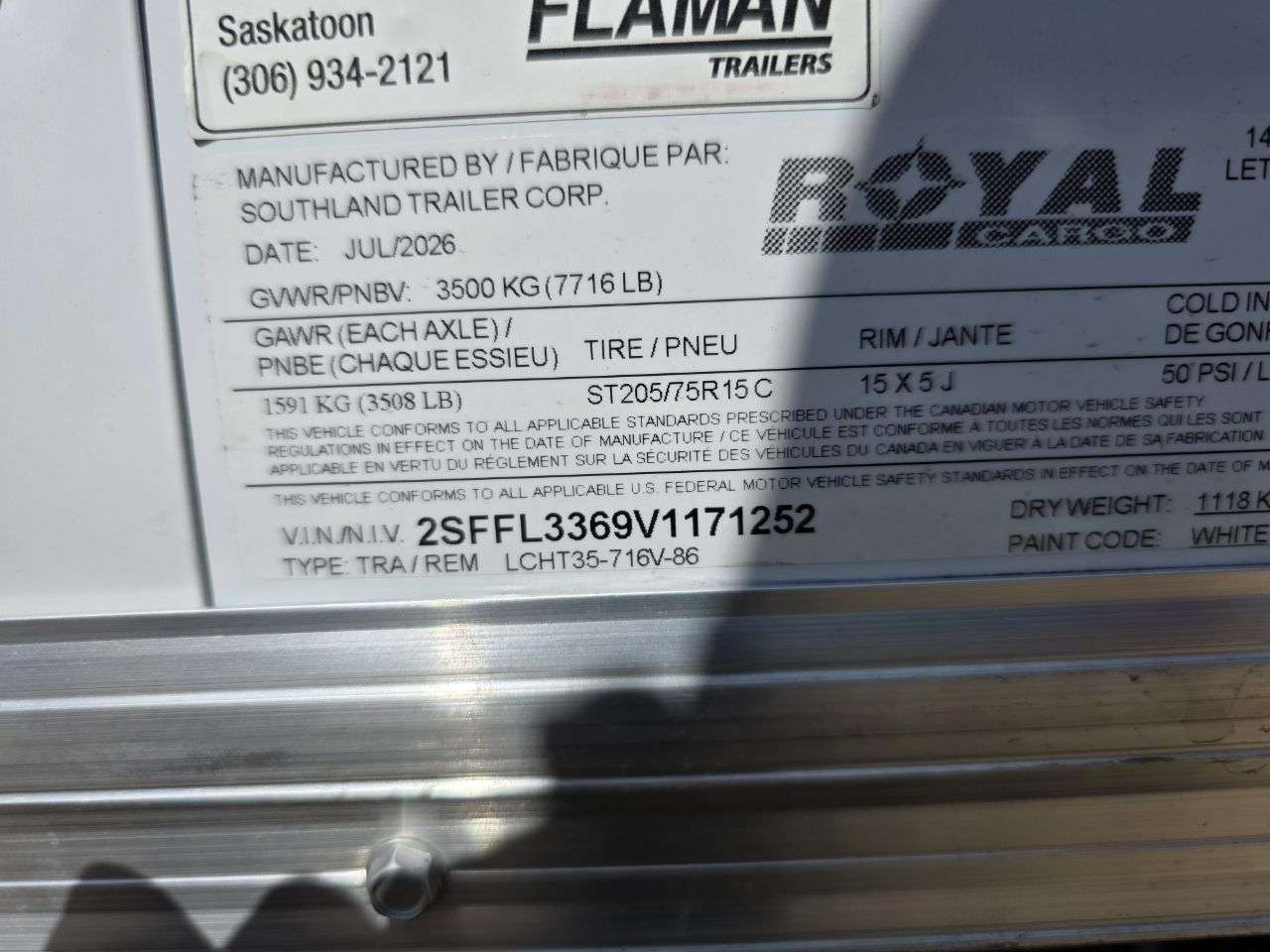 2027 Royal LCH 7' x 14' + V-Nose Cargo Trailer