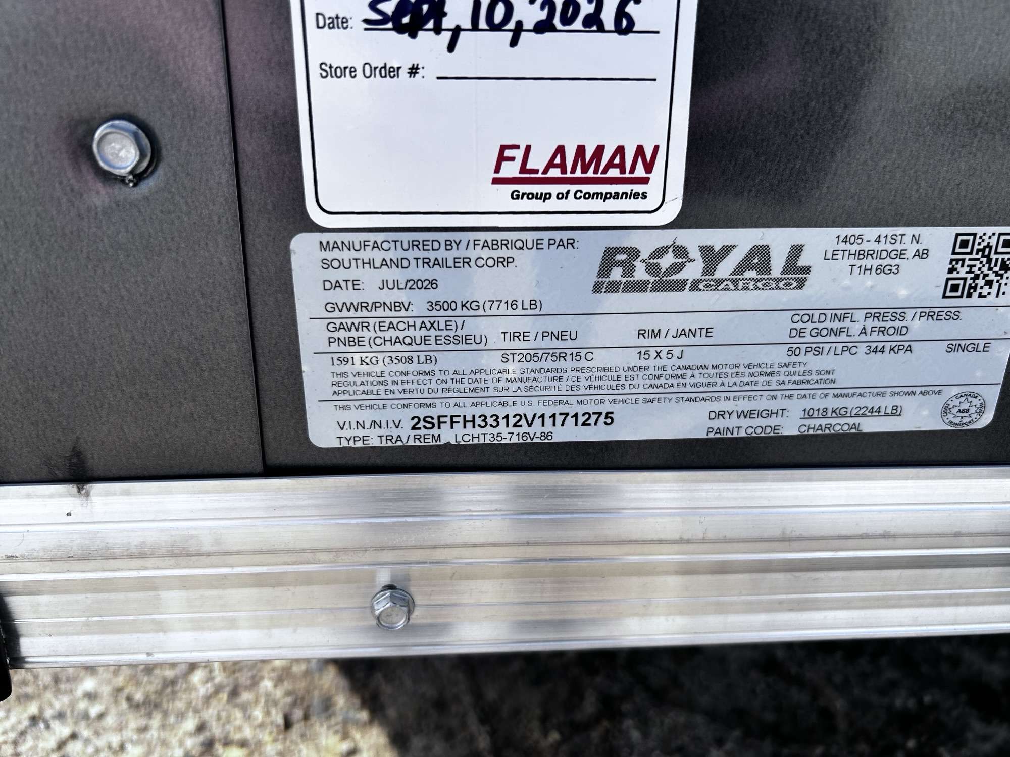 2027 Royal LCH 7' x 14' + V-Nose Cargo Trailer