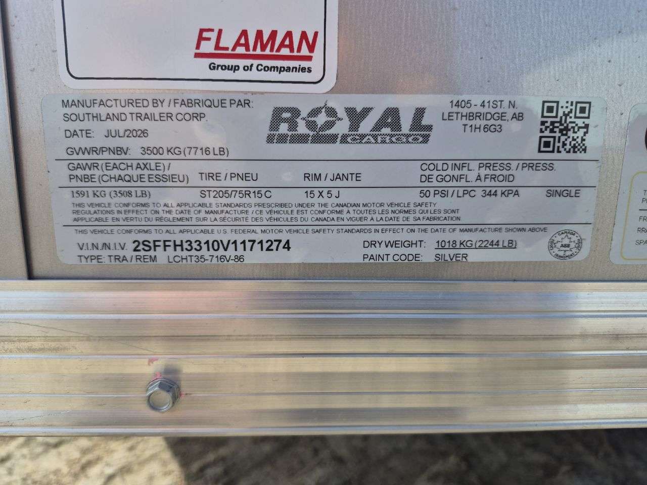 2027 Royal LCH 7' x 14' + V-Nose Cargo Trailer