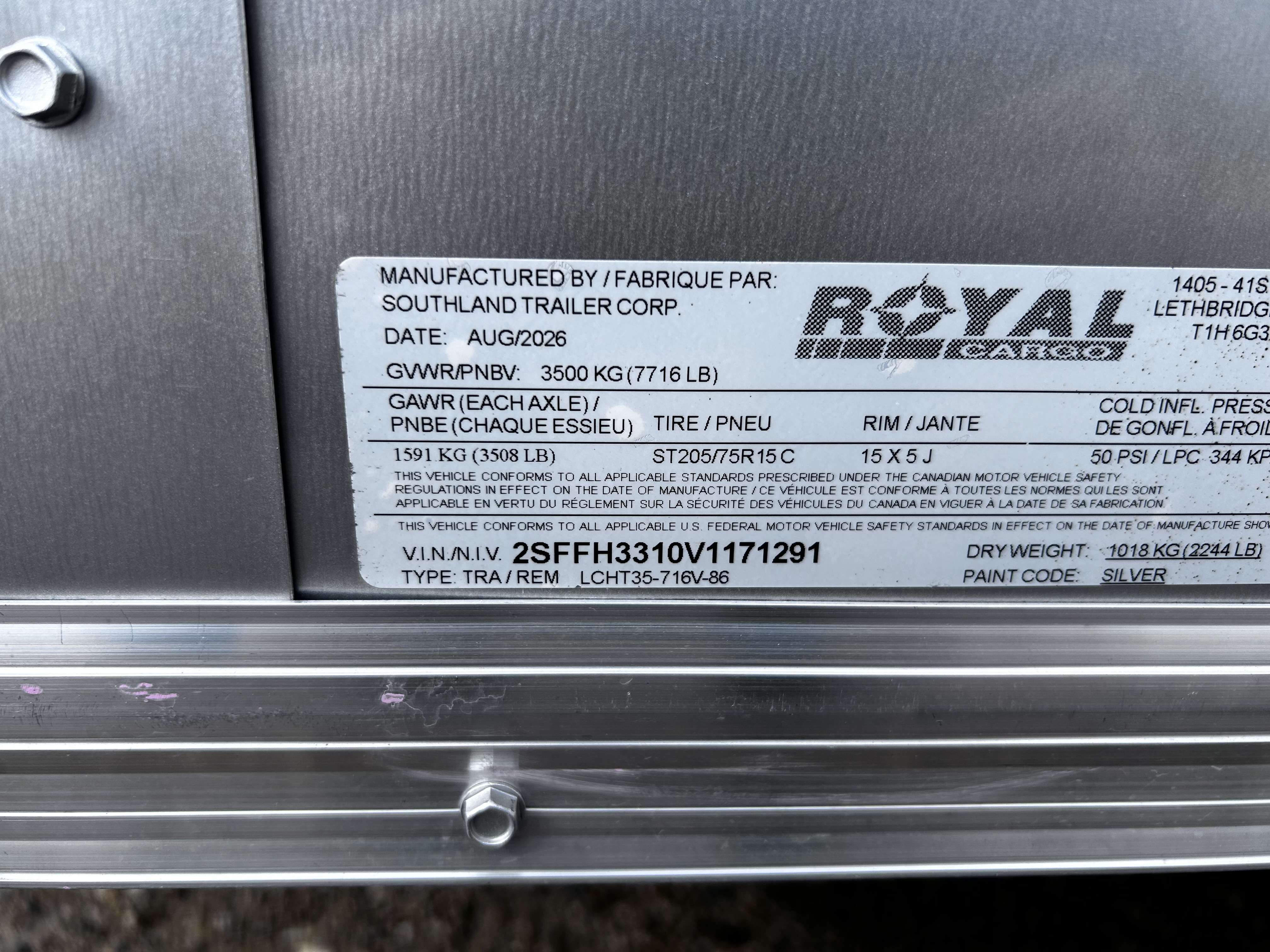 2027 Royal LCH 7' x 14' + V-Nose Cargo Trailer