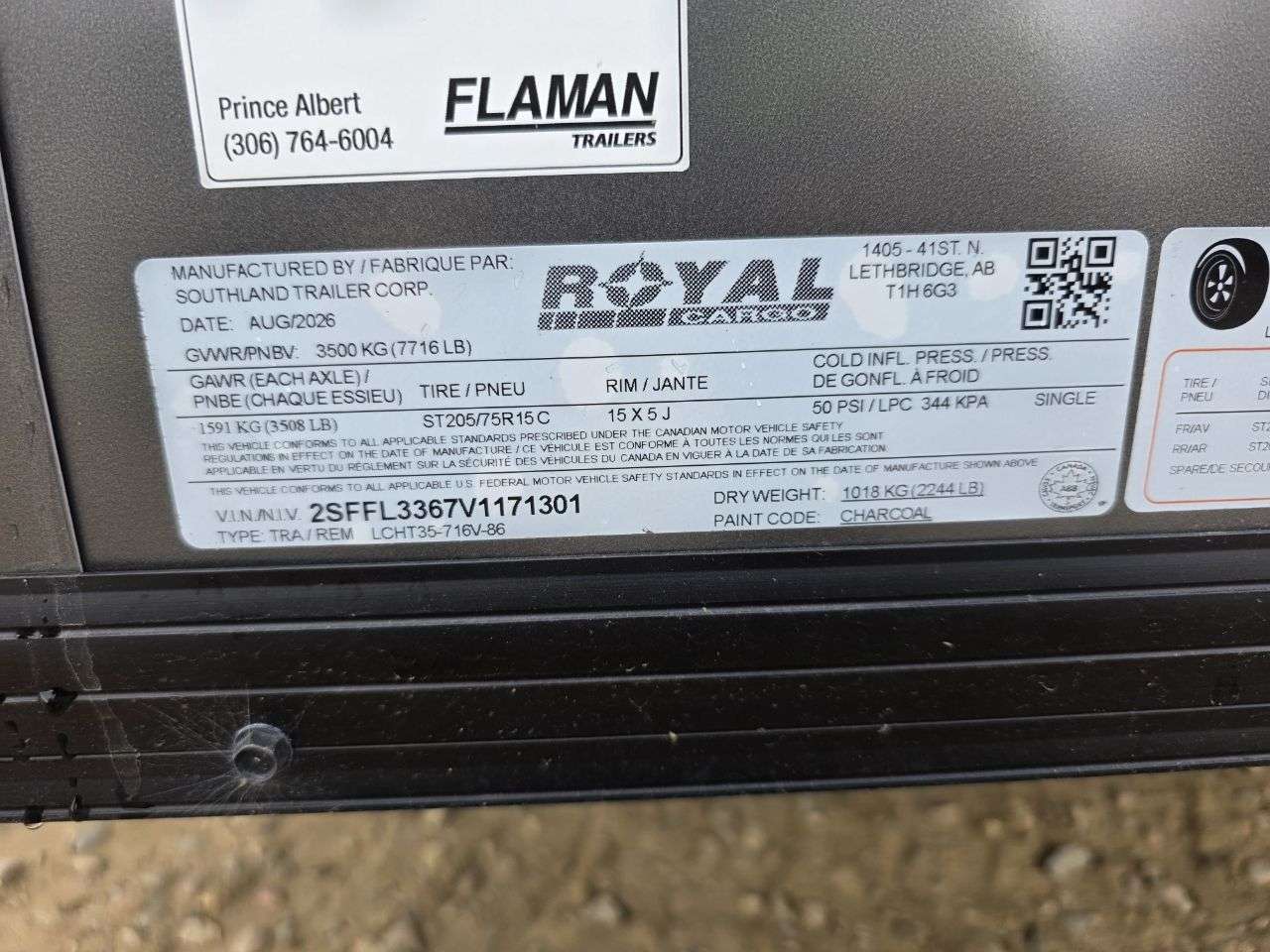2027 Royal LCH 7' x 14' + V-Nose Cargo Trailer