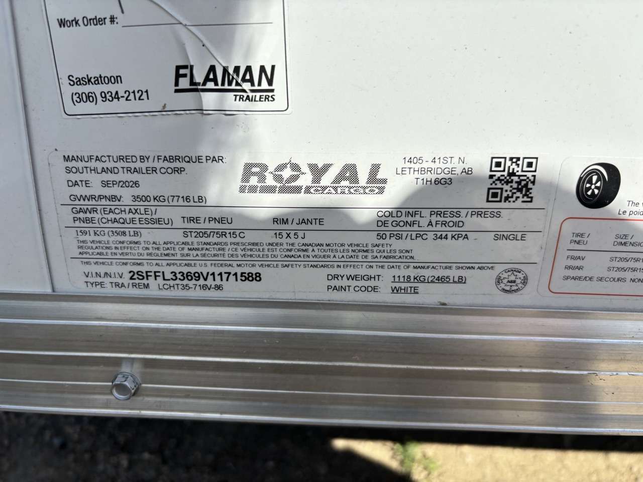 2027 Royal LCH 7' x 14' + V-Nose Cargo Trailer