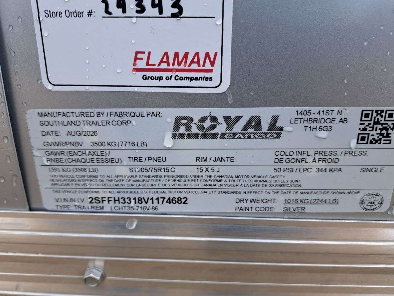 2027 Royal LCH 7' x 14' + V-Nose Cargo Trailer