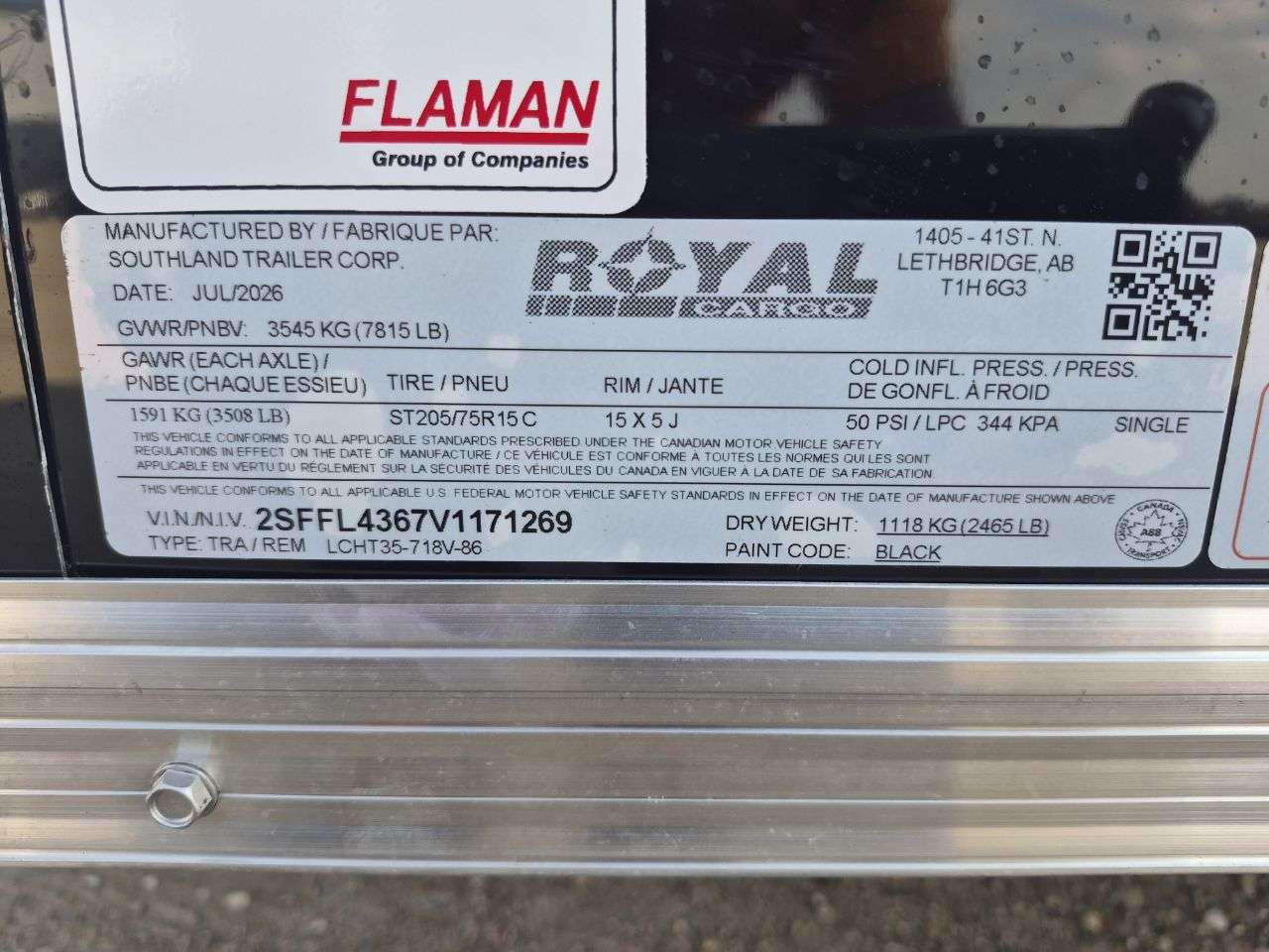 2027 Royal LCH 7' x 16' + V-Nose Cargo Trailer