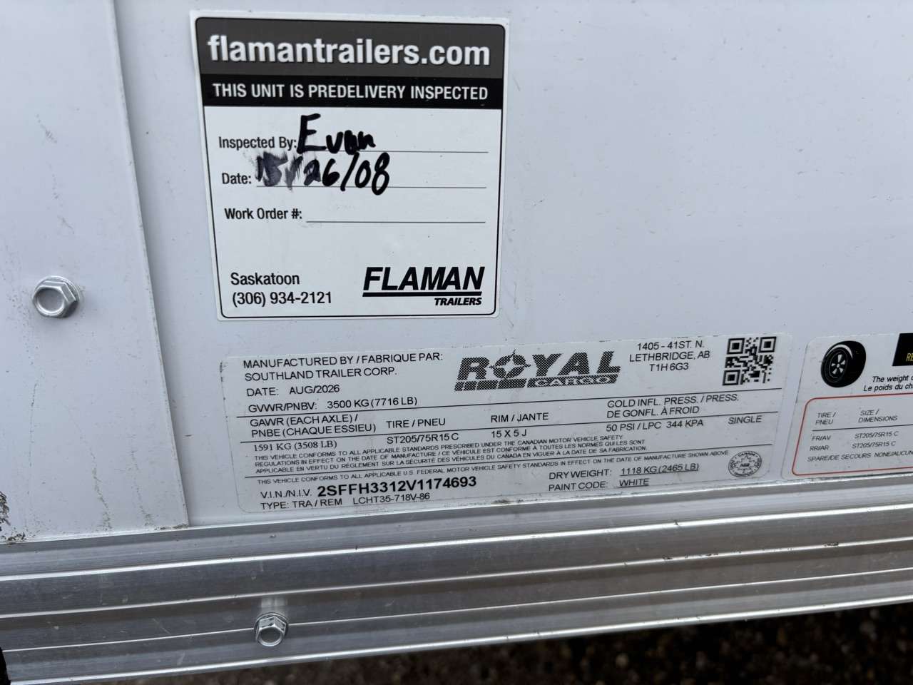 2027 Royal LCH 7' x 16' + V-Nose Cargo Trailer