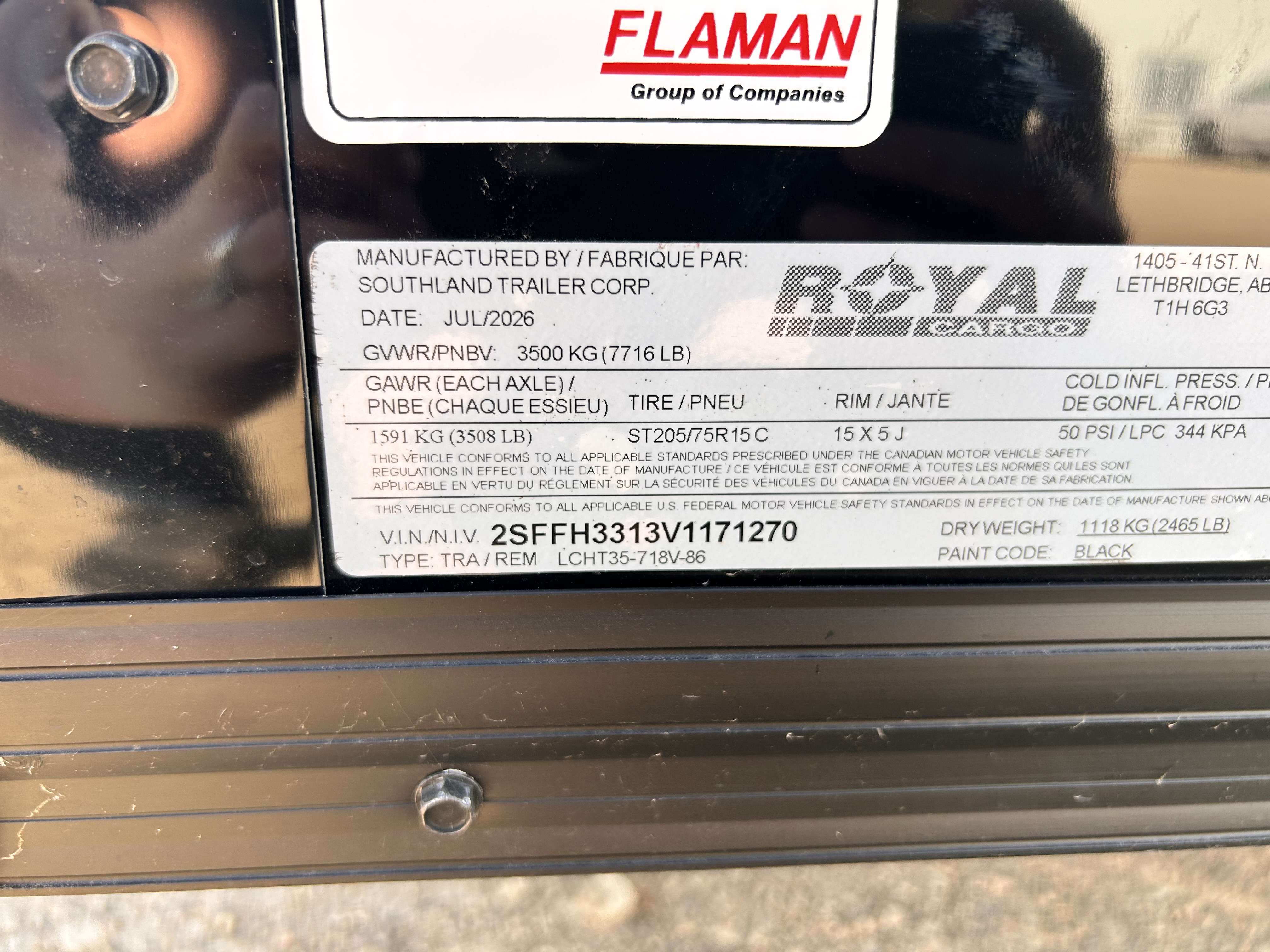 2027 Royal LCH 7' x 16' + V-Nose Cargo Trailer