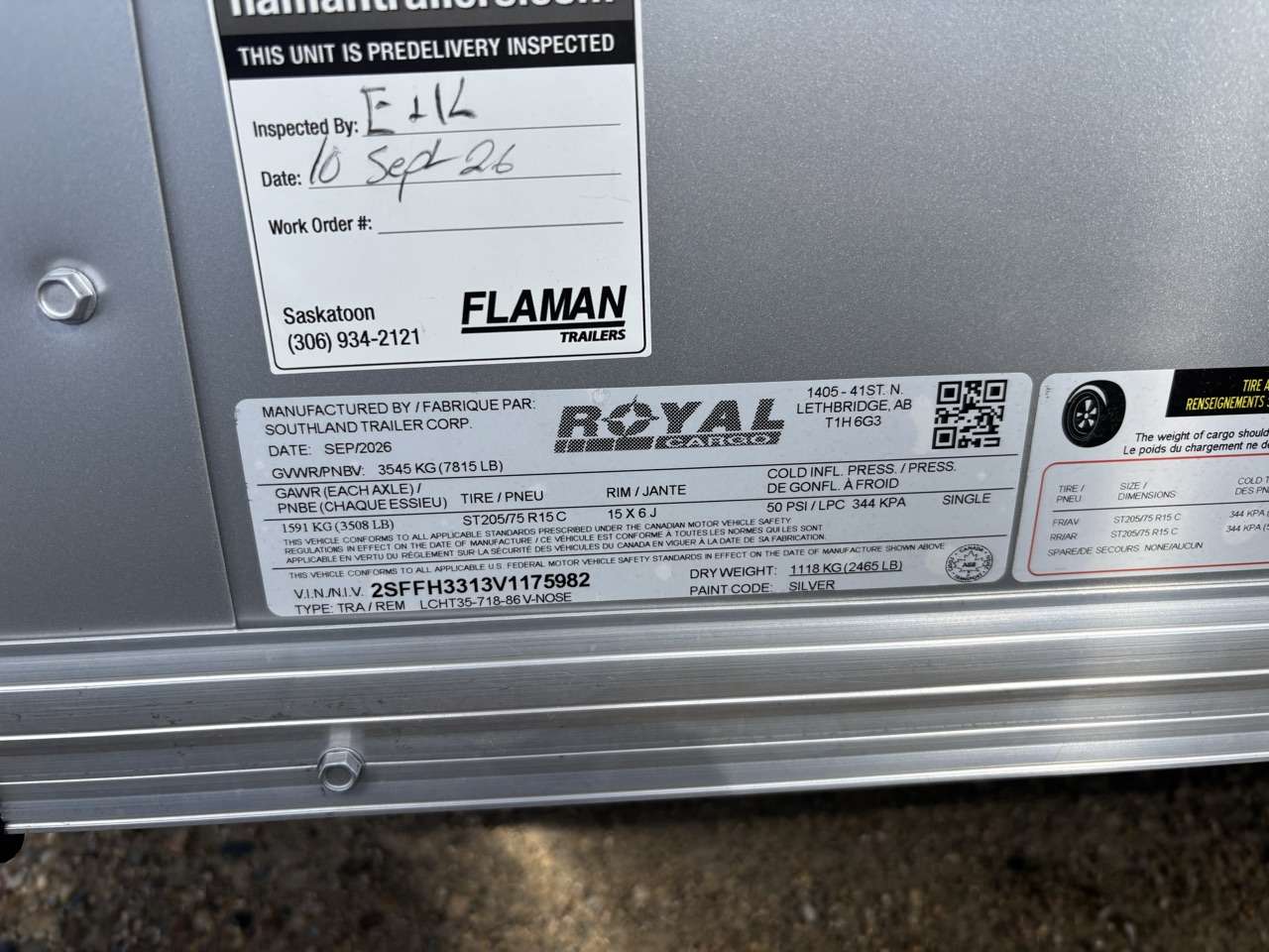 2027 Royal LCH 7' x 16' + V-Nose Cargo Trailer