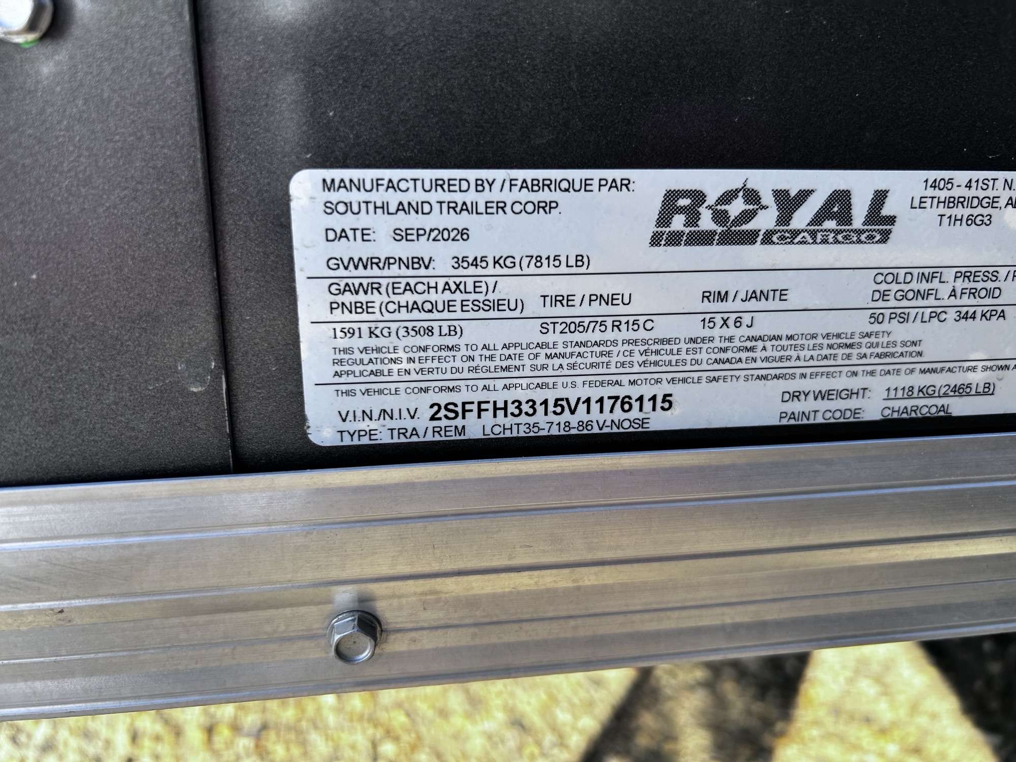 2027 Royal LCH 7' x 16' + V-Nose Cargo Trailer