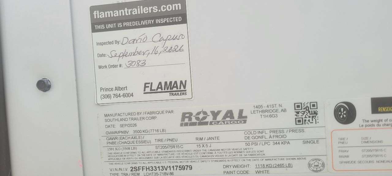 2027 Royal LCH 7' x 16' + V-Nose Cargo Trailer