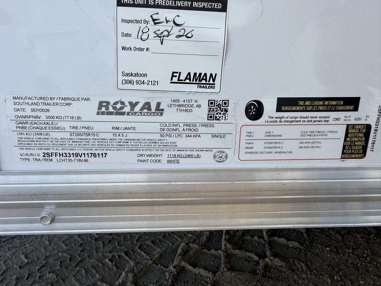 2027 Royal LCH 7' x 16' + V-Nose Cargo Trailer