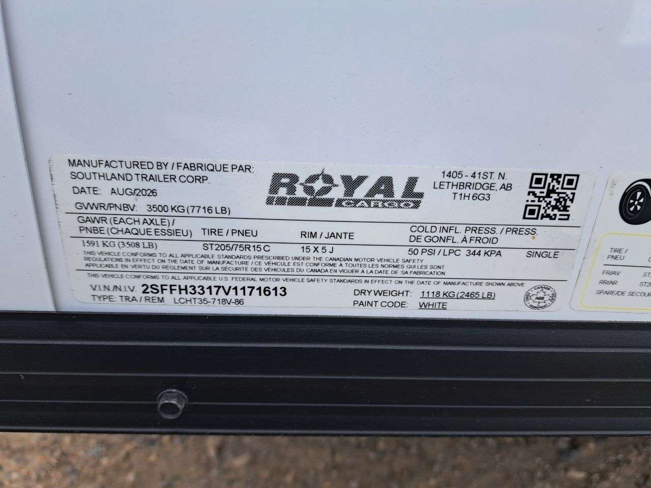 2027 Royal LCH 7' x 16' + V-Nose Cargo Trailer