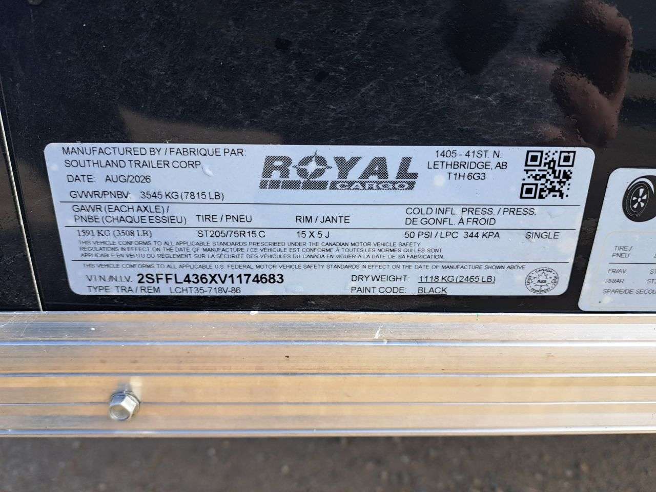 2027 Royal LCH 7' x 16' + V-Nose Cargo Trailer