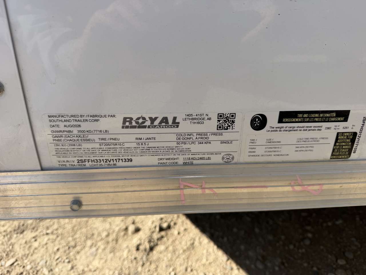 2027 Royal LCH 7' x 16' + V-Nose Cargo Trailer