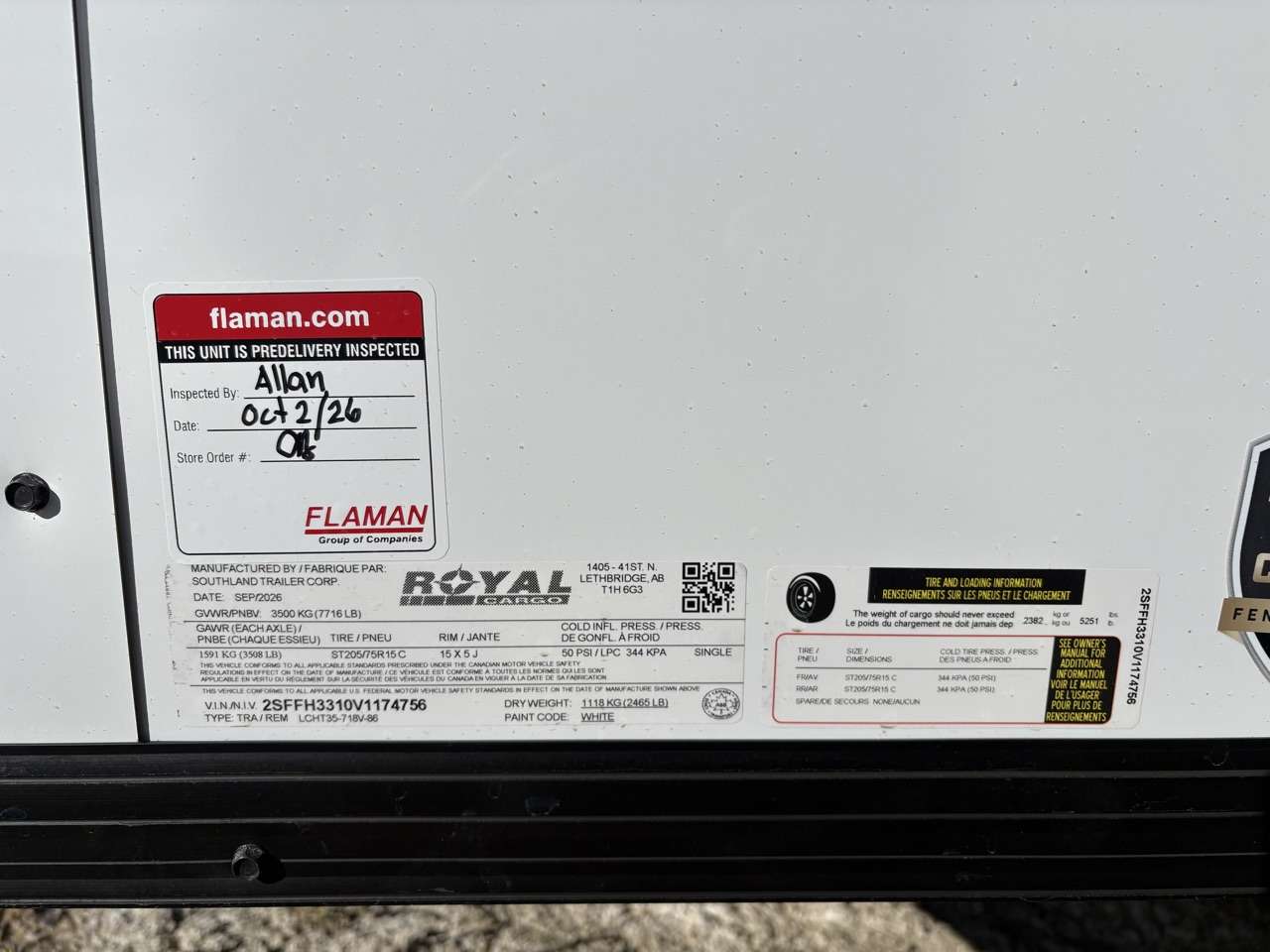 2027 Royal LCH 7' x 16' + V-Nose Cargo Trailer