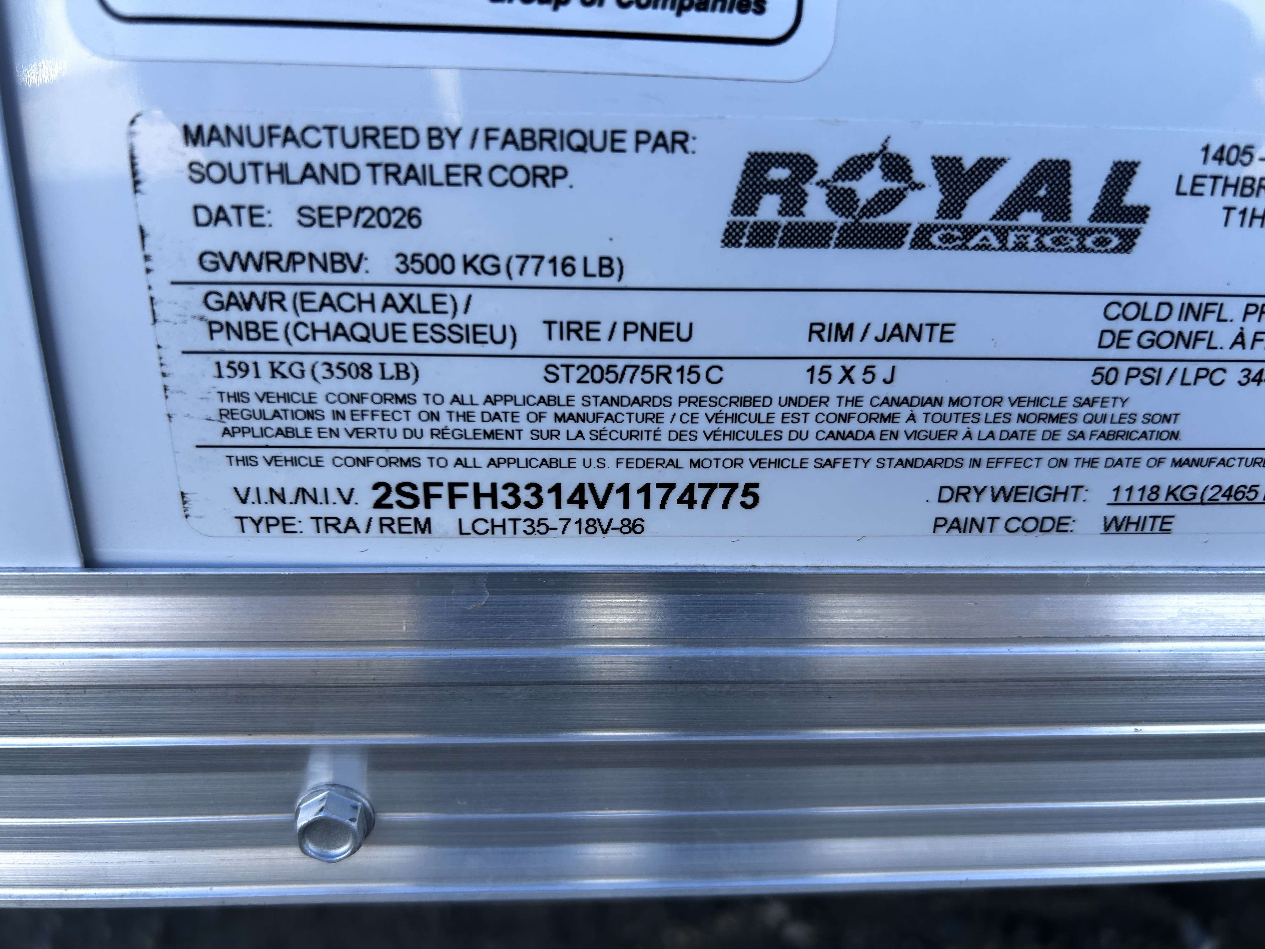 2027 Royal LCH 7' x 16' + V-Nose Cargo Trailer