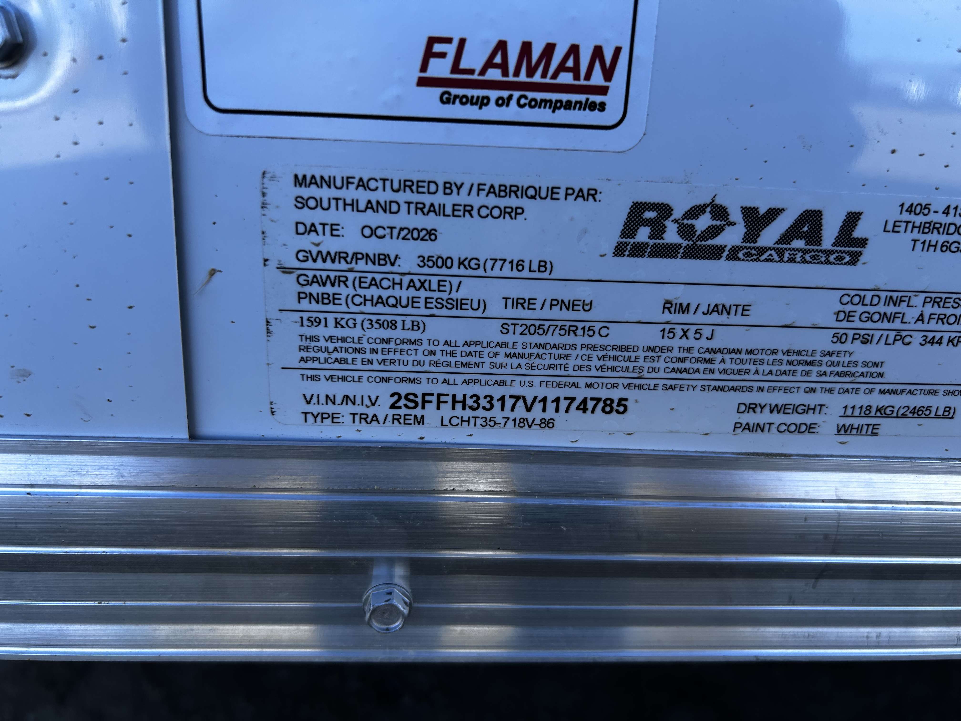 2027 Royal LCH 7' x 16' + V-Nose Cargo Trailer