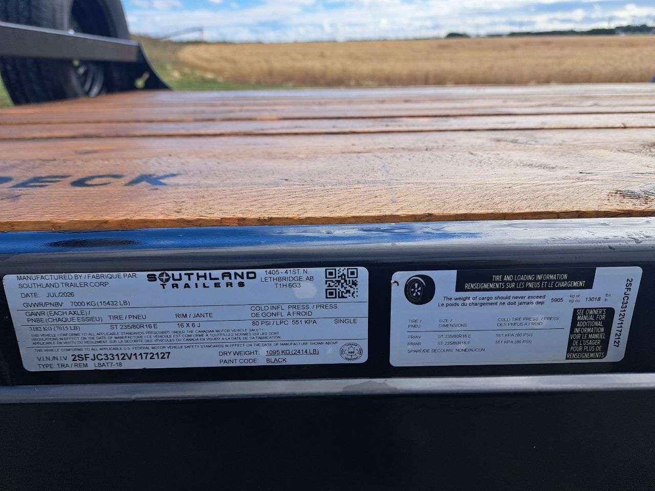 2027 Southland 18' Flat Deck Tandem 7K Trailer
