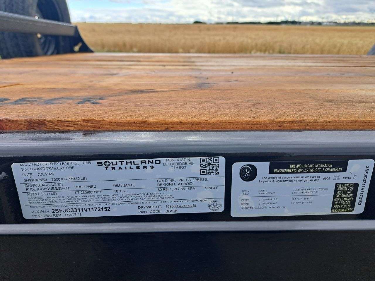2027 Southland 18' Flat Deck Tandem 7K Trailer